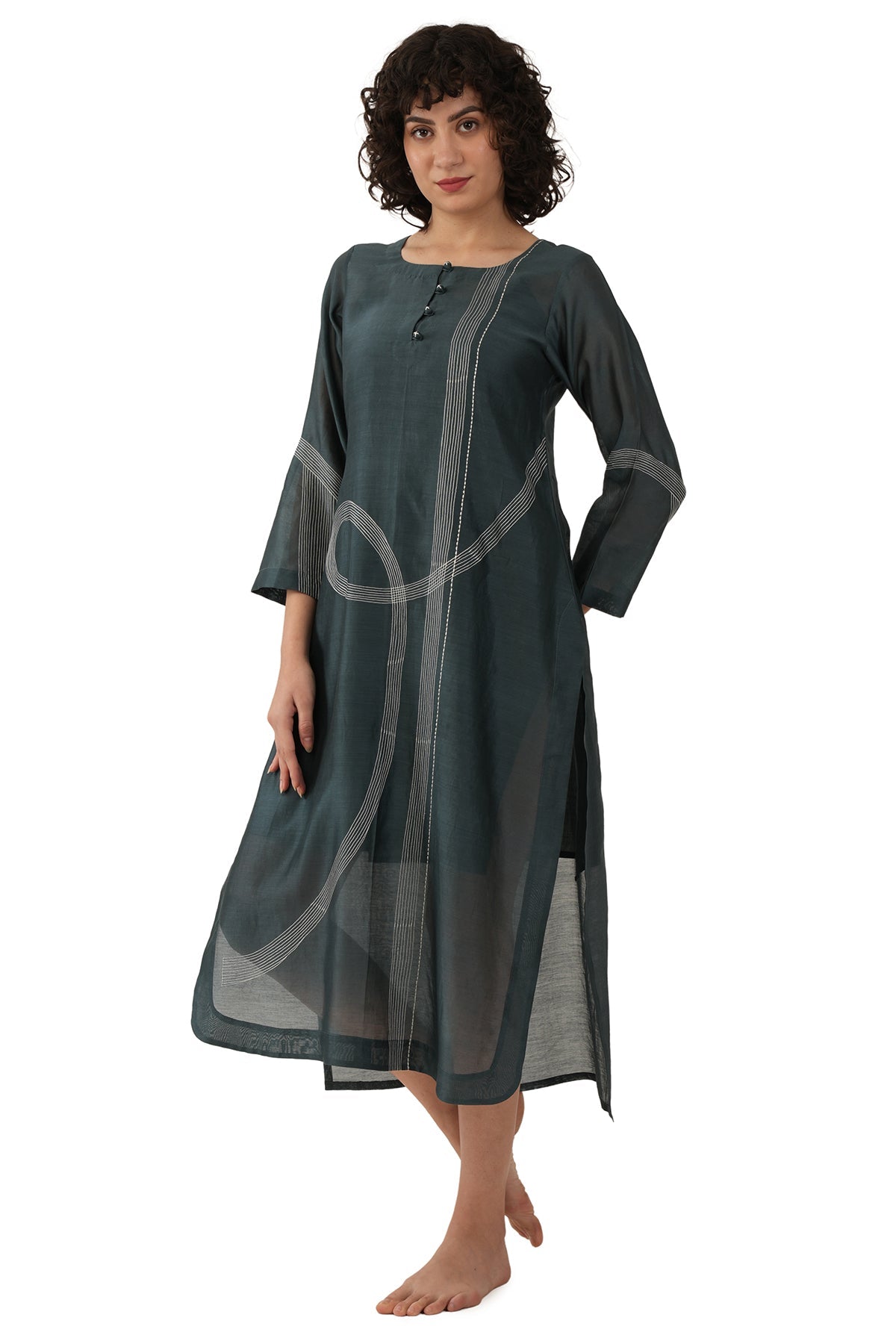 Buy Mint Chawal Takka Midi Dress for women by Khat Clothing online available at scrollnshops