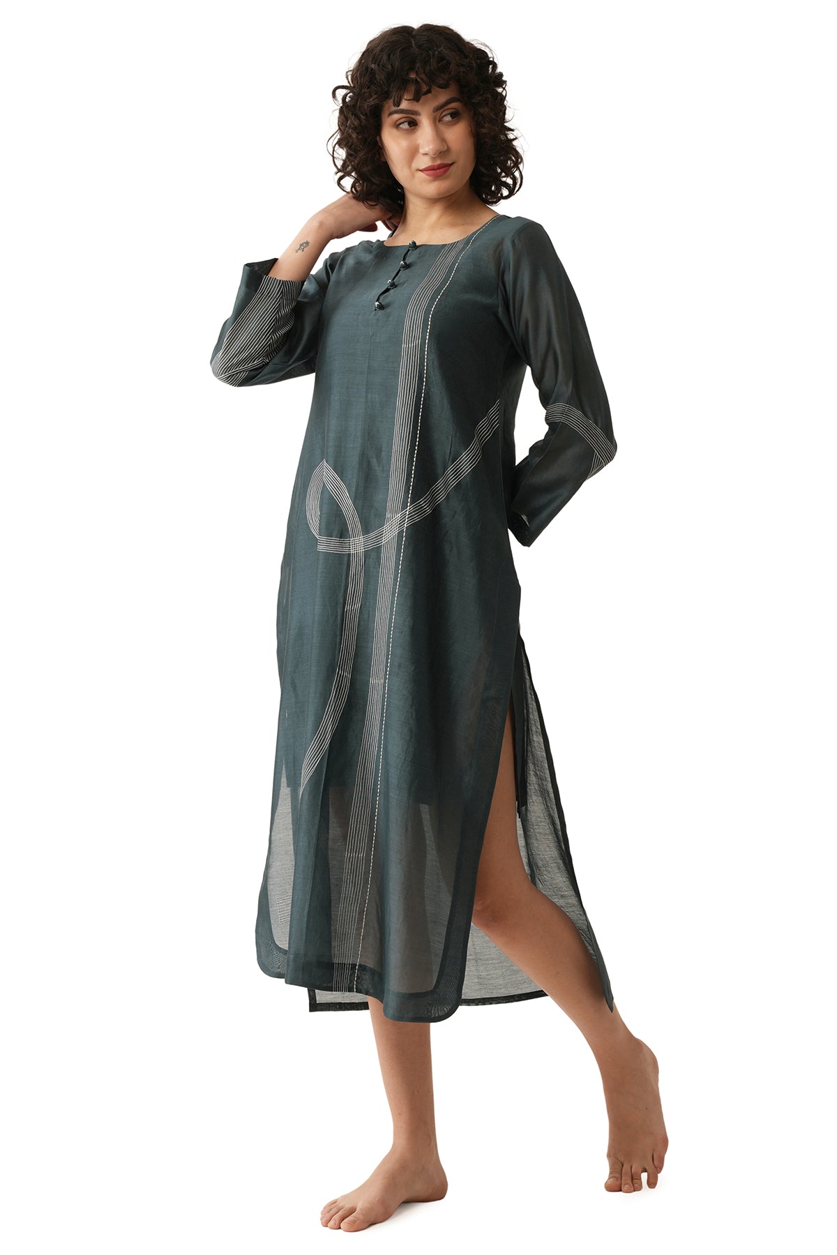 Mint Chawal Takka Midi Dress
