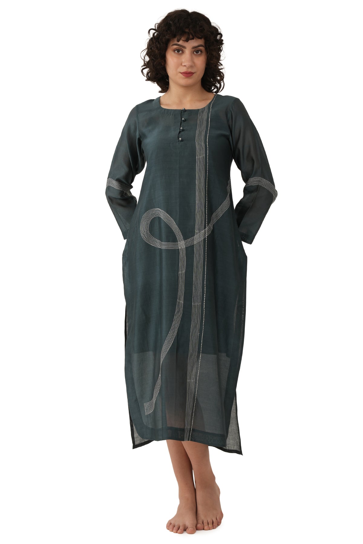 Mint Chawal Takka Midi Dress