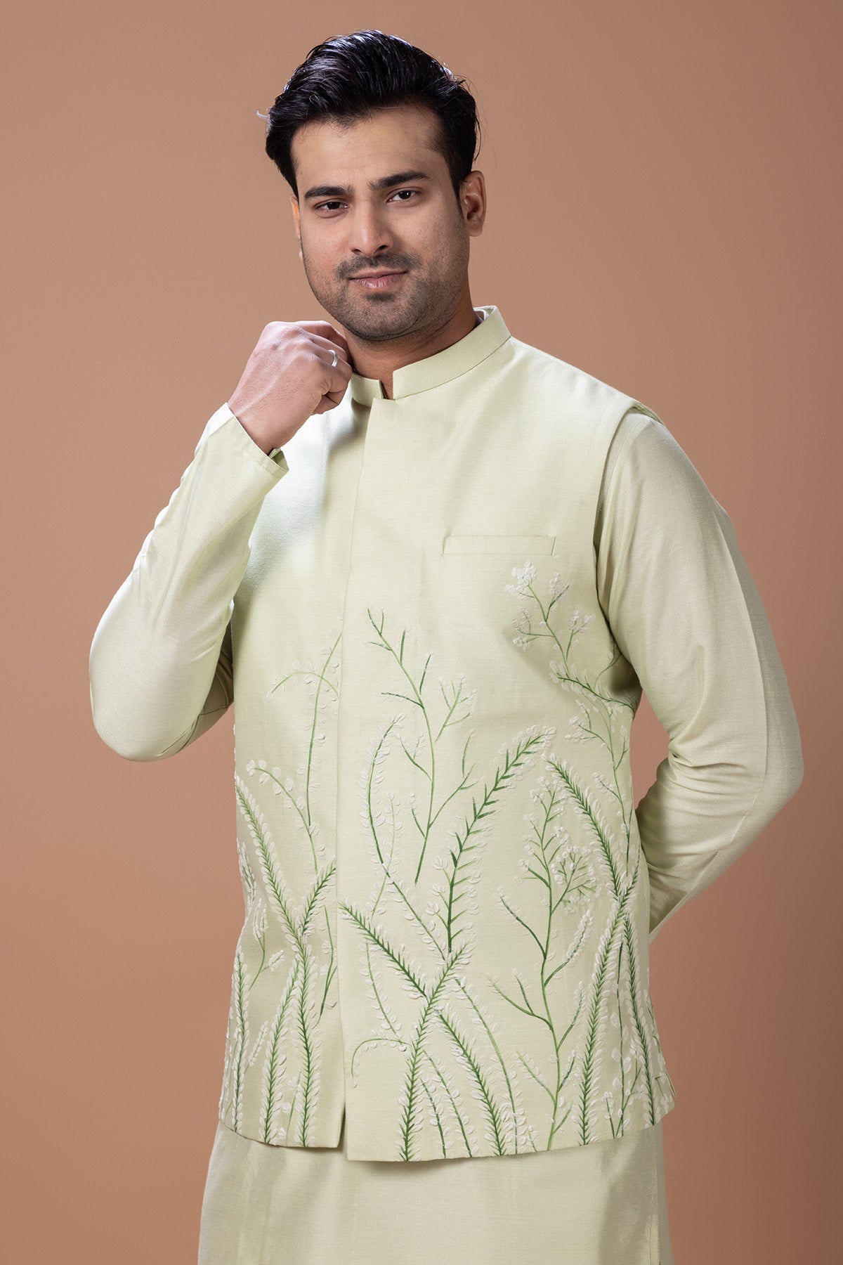 Mint Cotton Painted Kurta Set