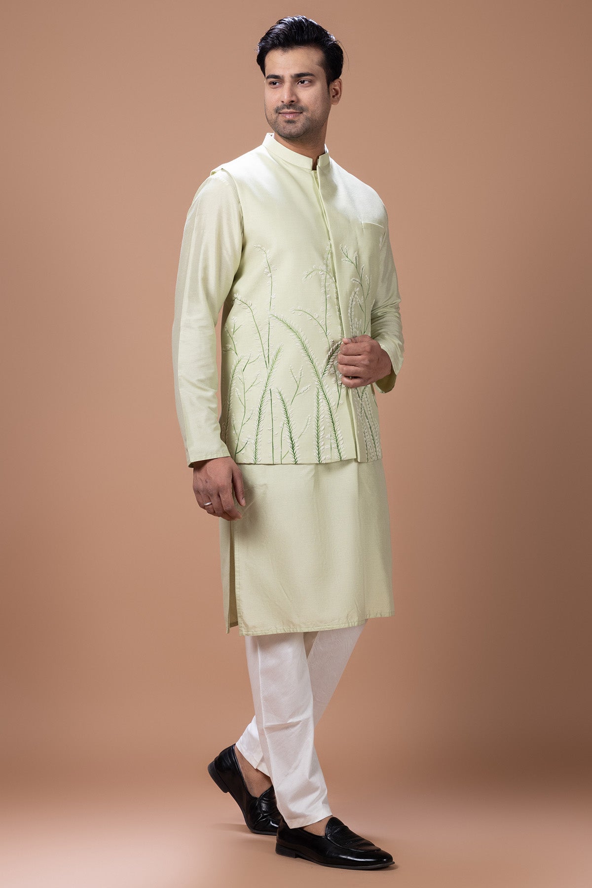 Mint Cotton Painted Kurta Set