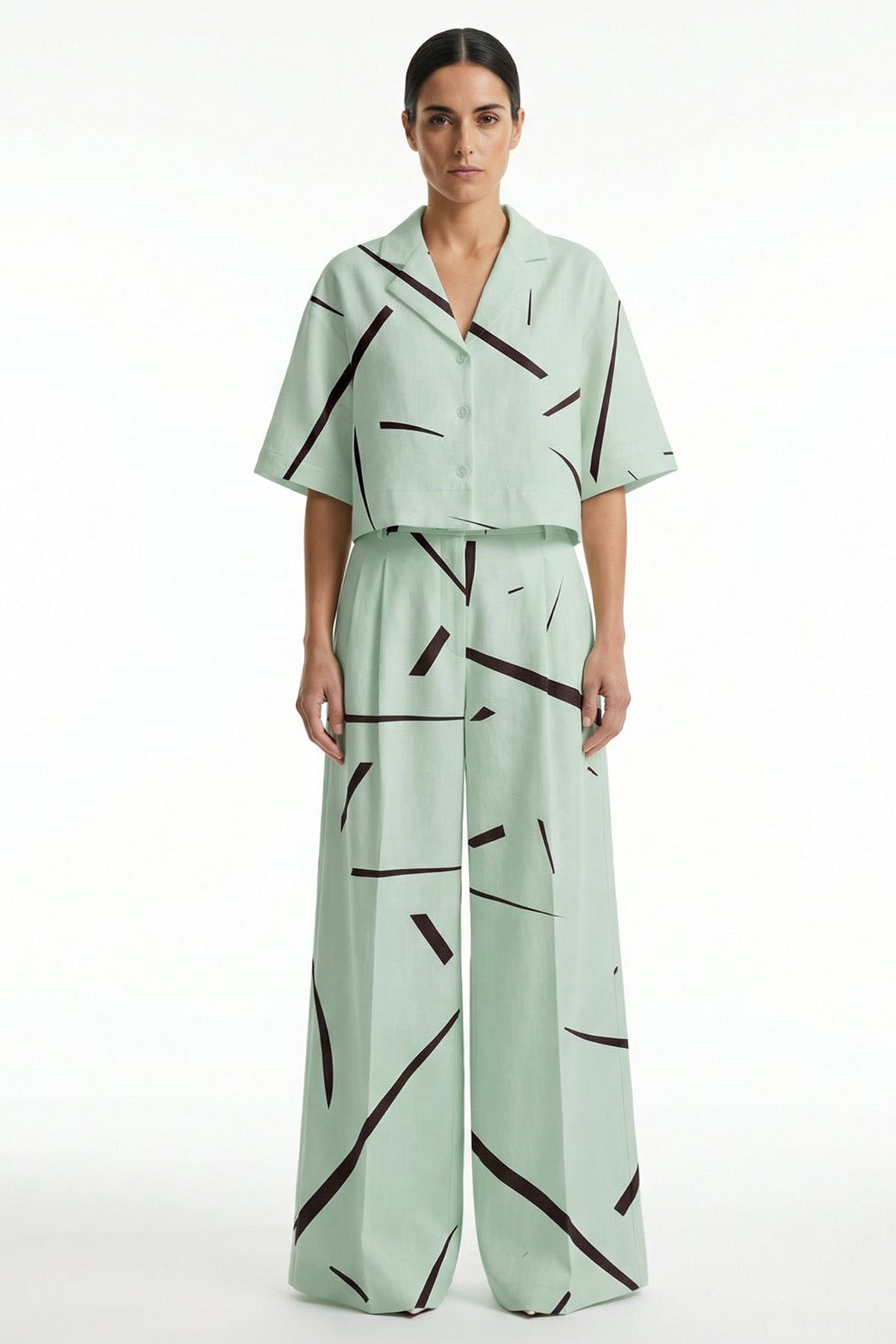 Buy Mint Cuban Collar Crop Shirt for women by Tezhhomayaa online available at scrollnshops