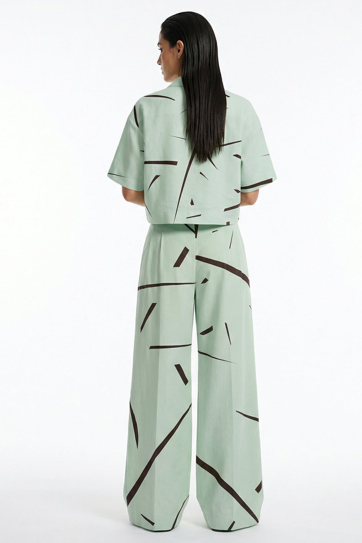 Mint Cuban Collar Crop Shirt