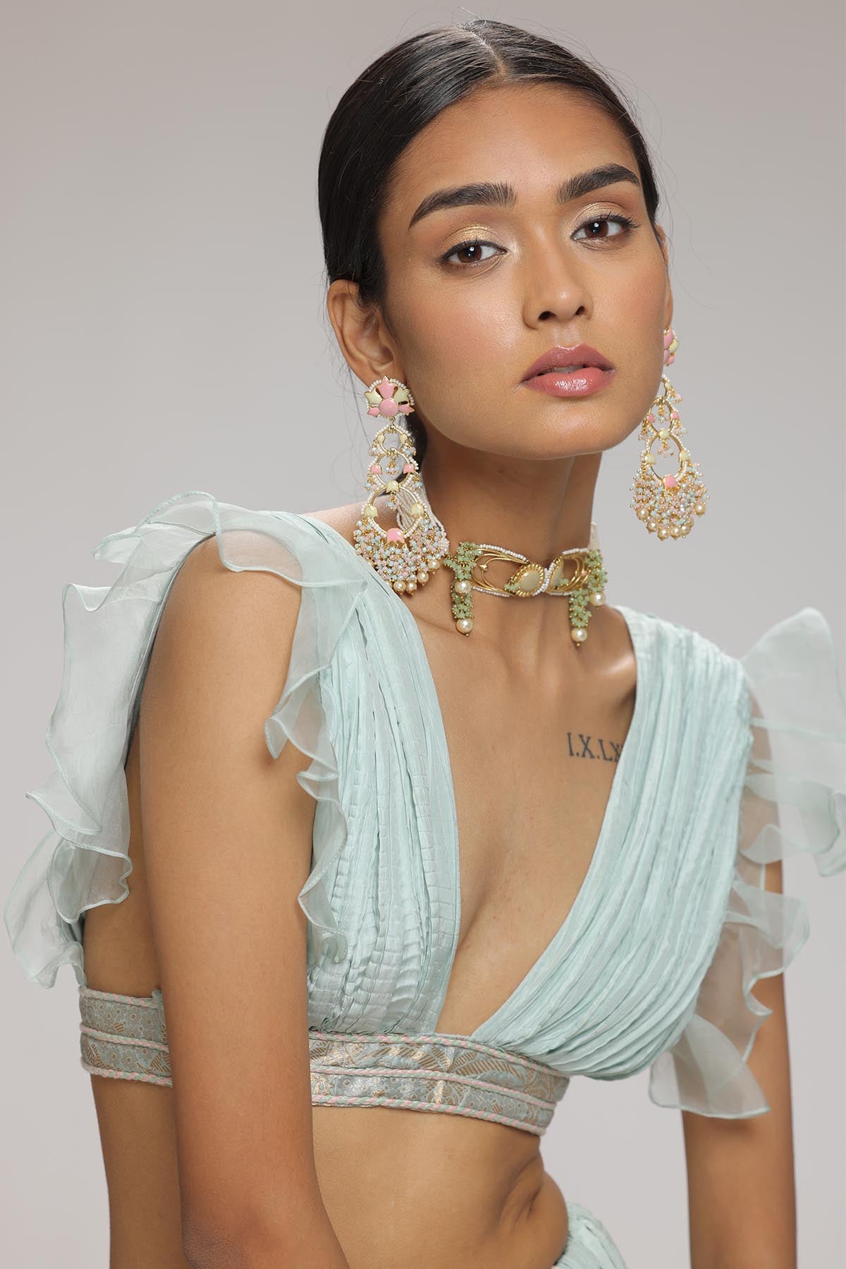 Mint Embellished Lehenga Set