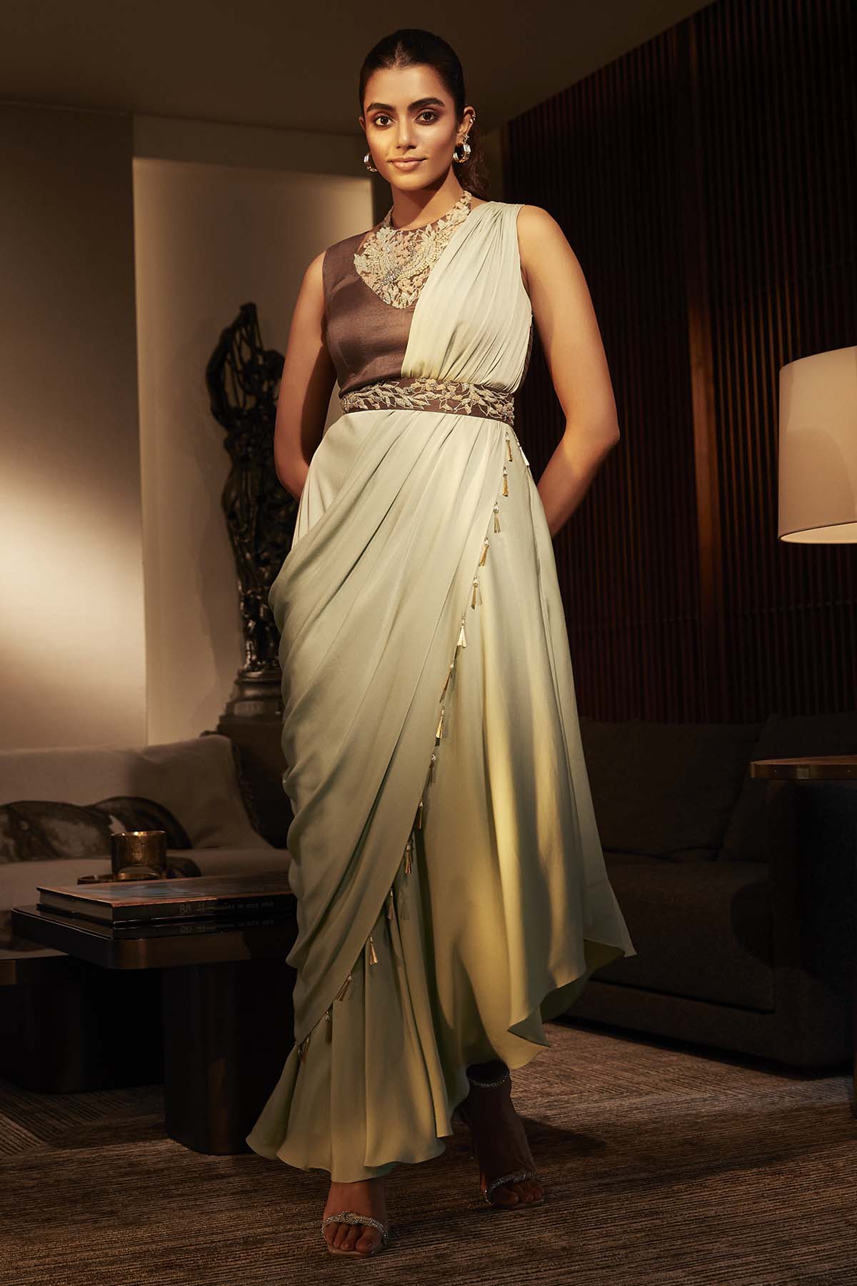 Mint Embroidered Dress & Cape