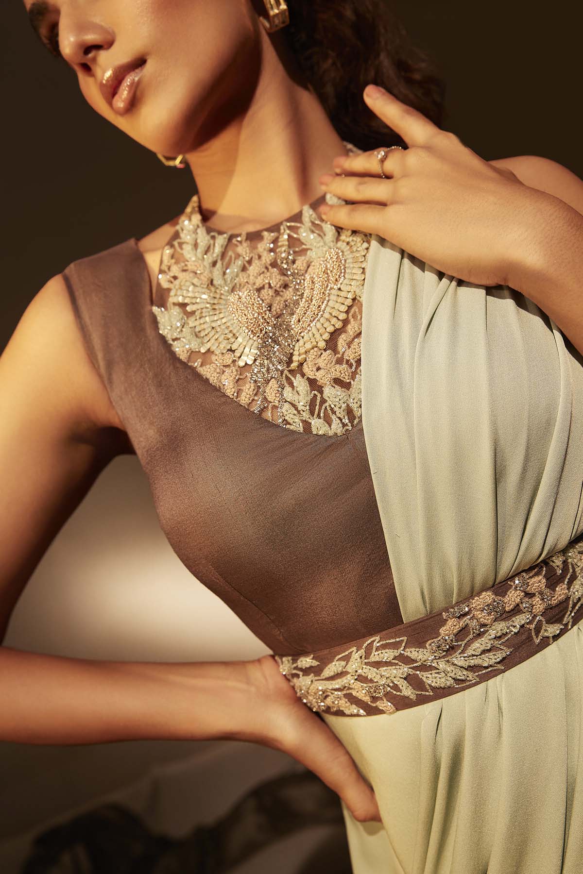 Mint Embroidered Dress & Cape