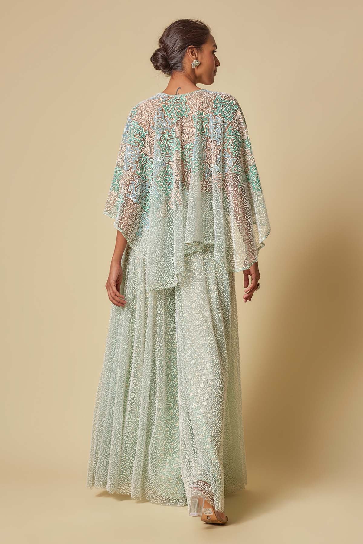 Mint Embroidered Gharara Set