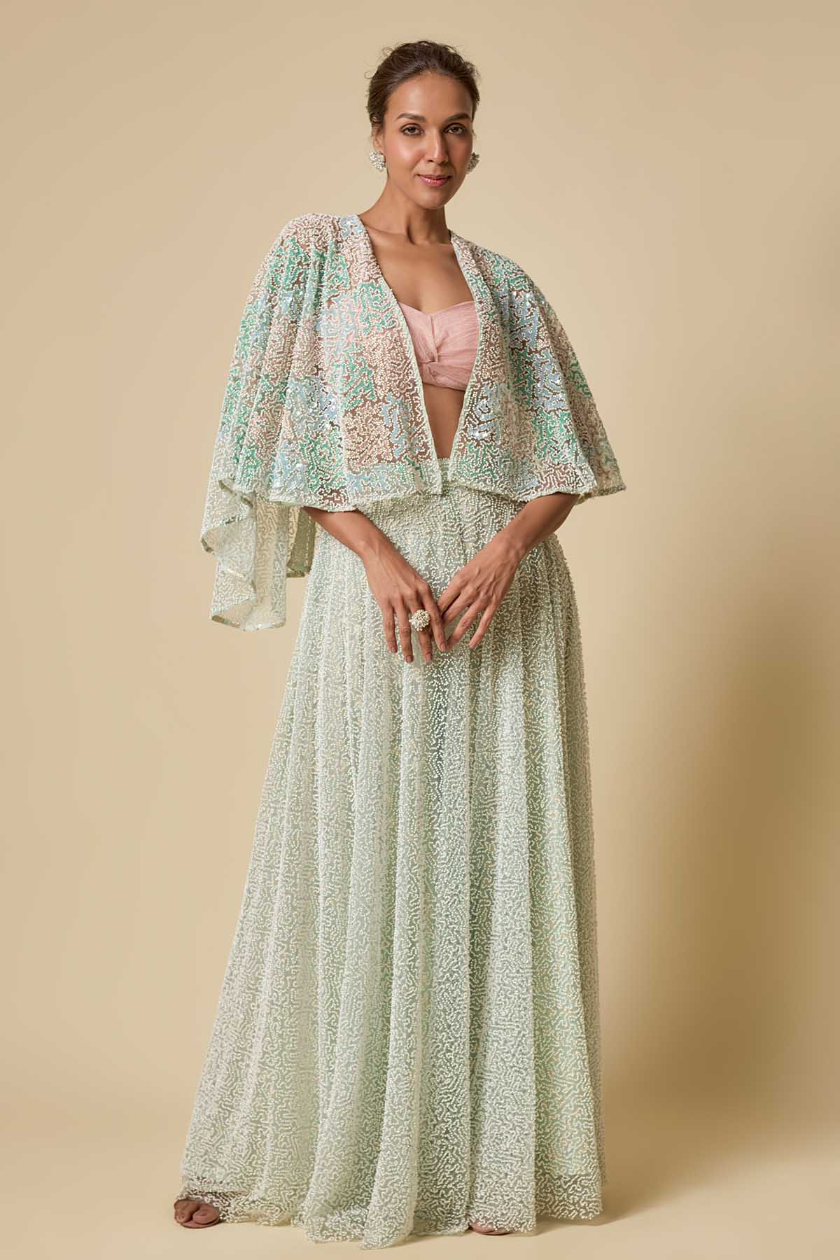 Mint Embroidered Gharara Set