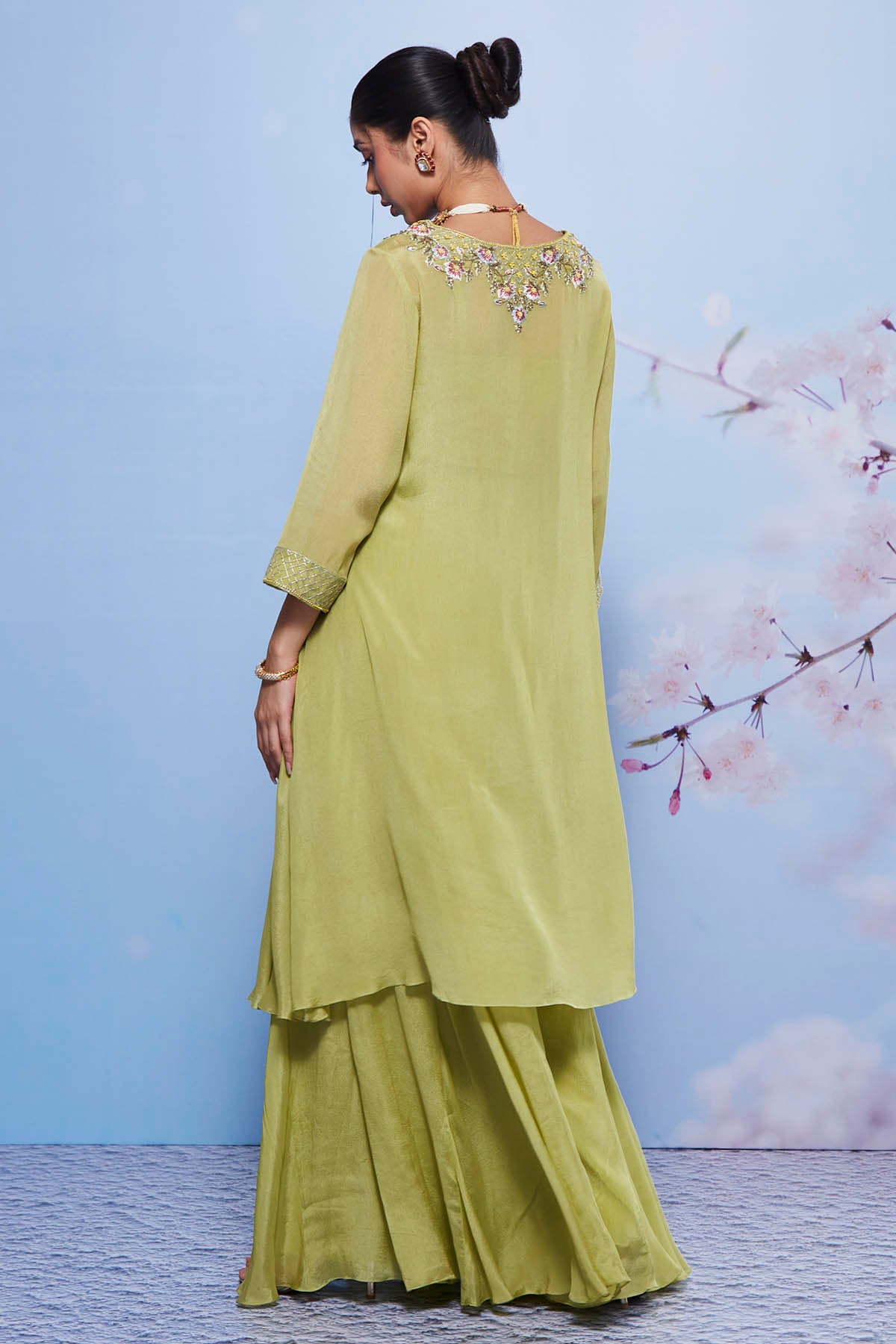 Mint Asymmetrical Kurta Set