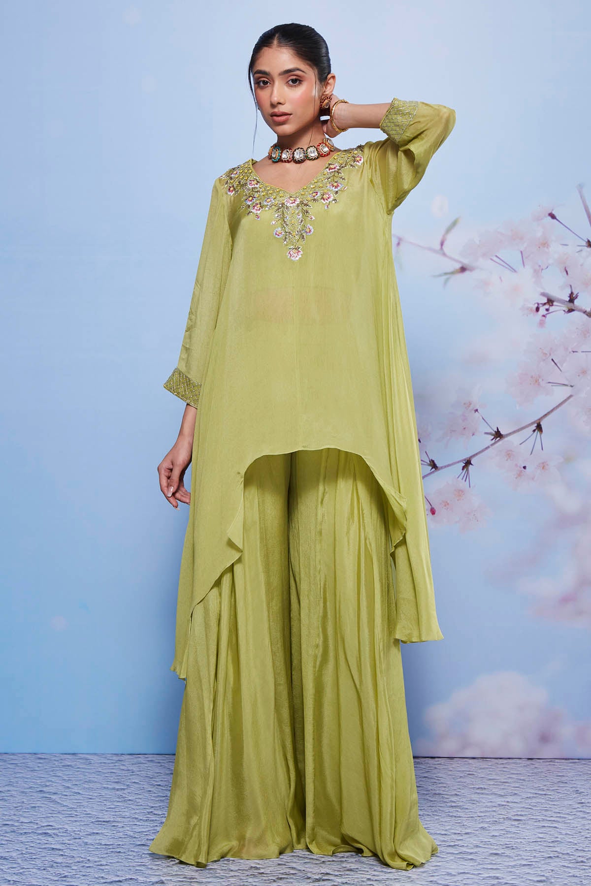 Mint Asymmetrical Kurta Set