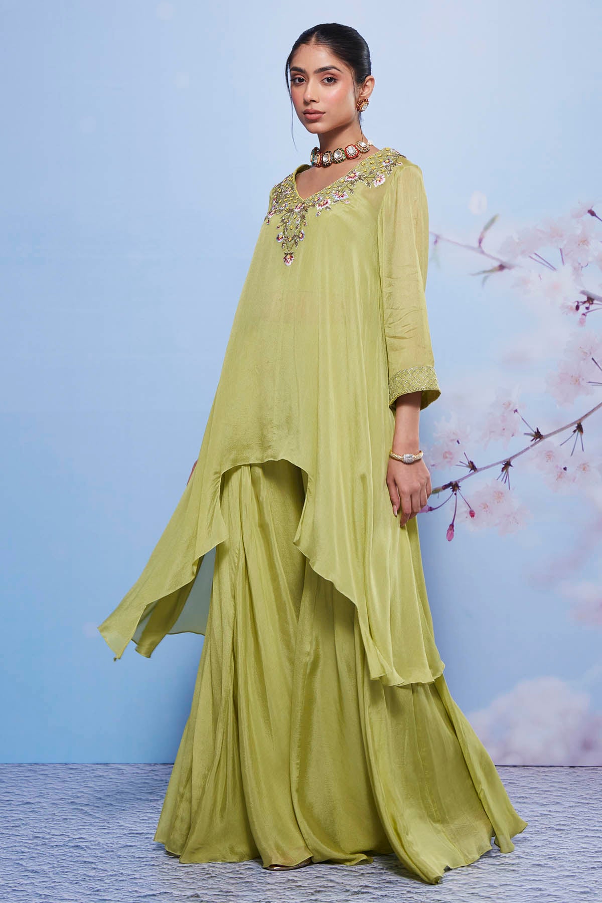 Mint Asymmetrical Kurta Set