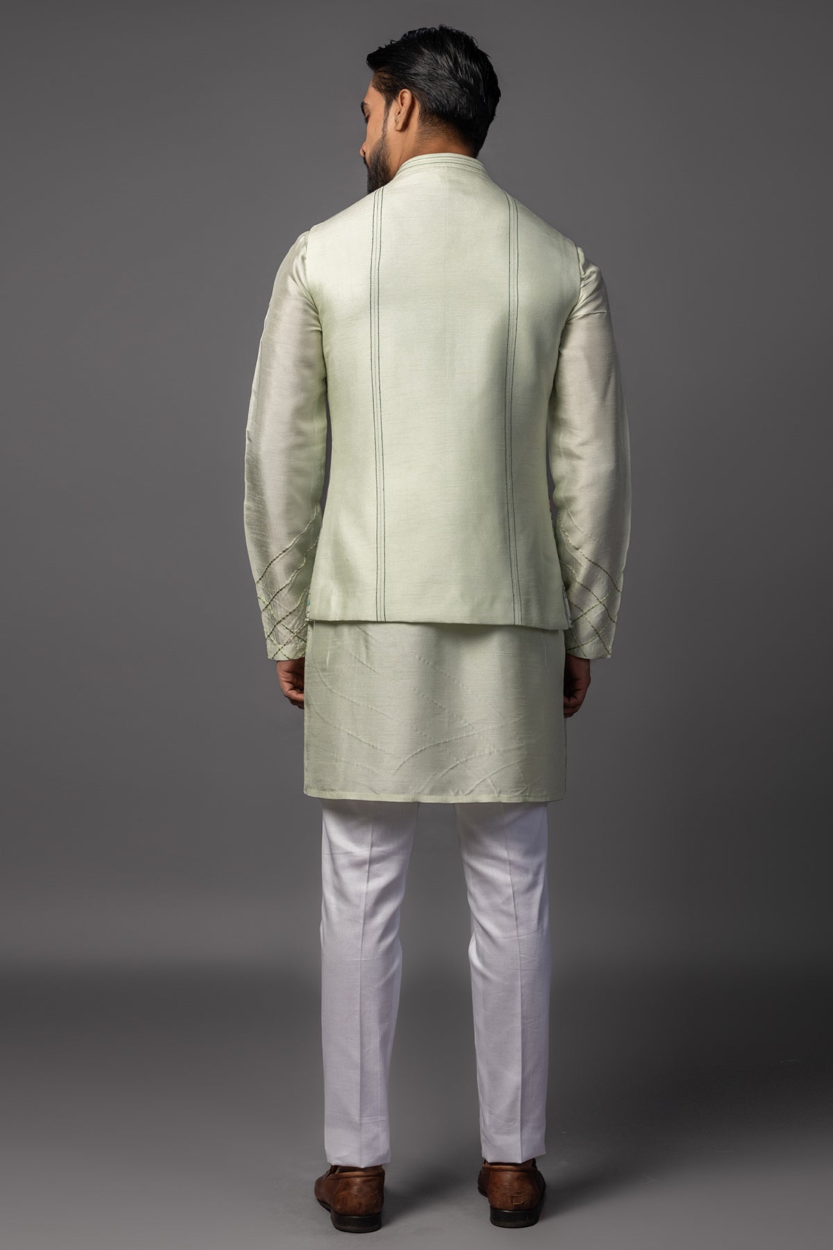 Mint Green Bam Silk Kurta Set