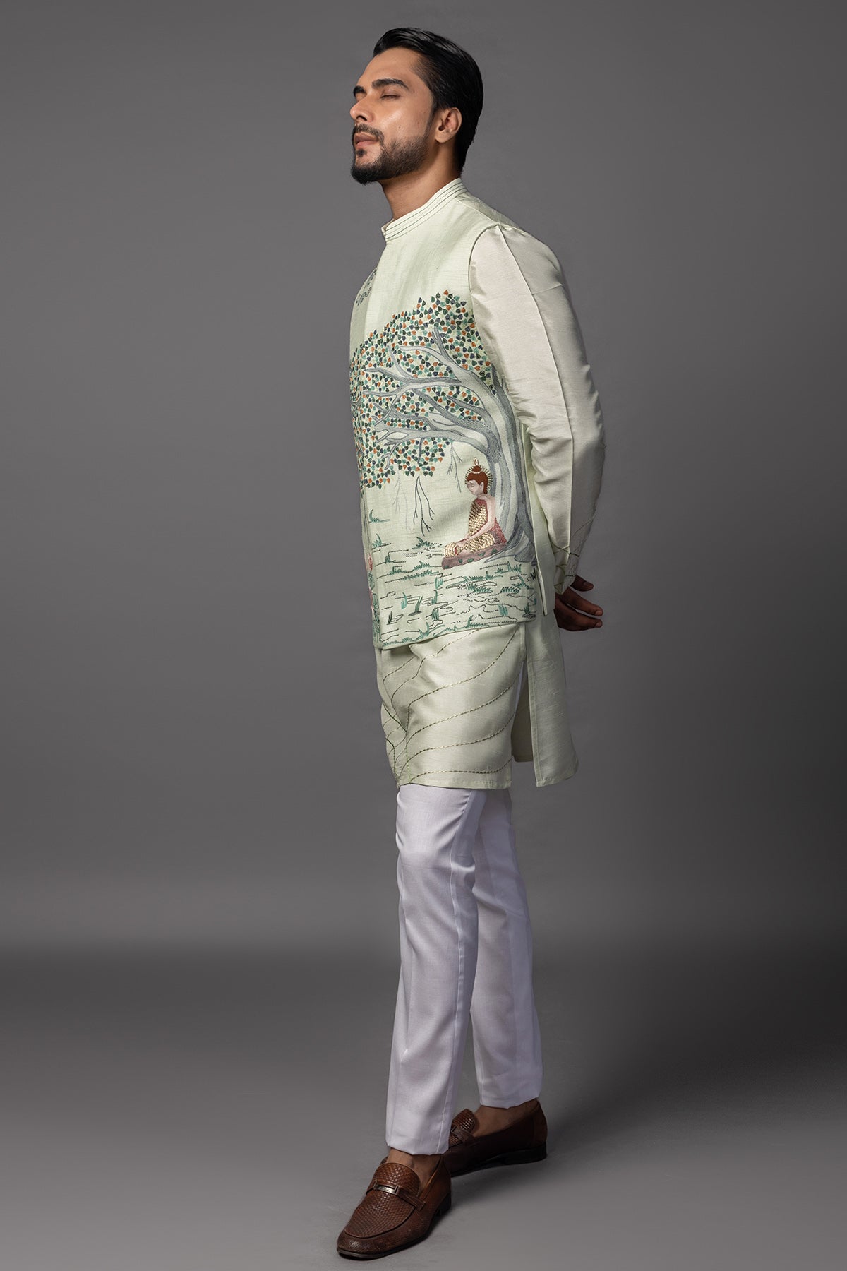 Mint Green Bam Silk Kurta Set