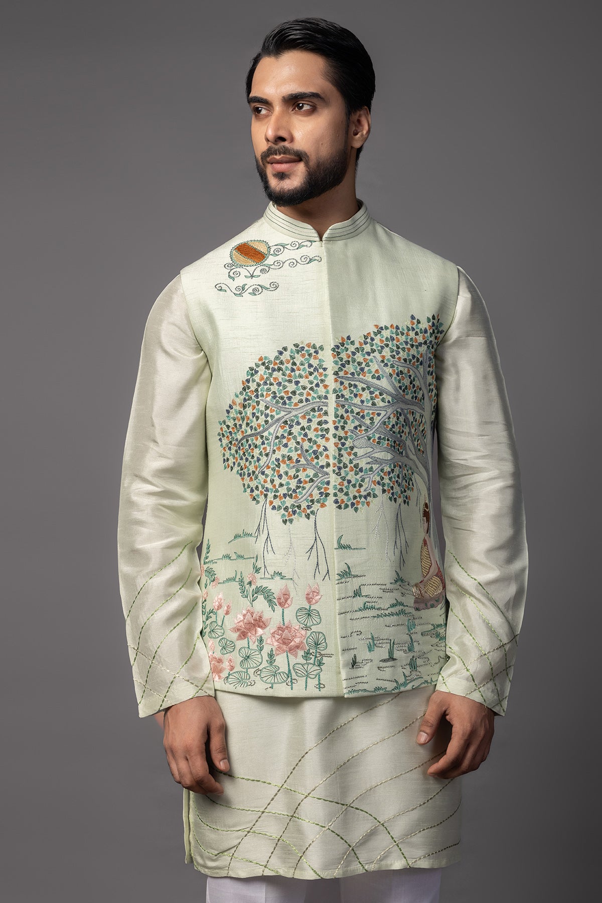 Mint Green Bam Silk Kurta Set