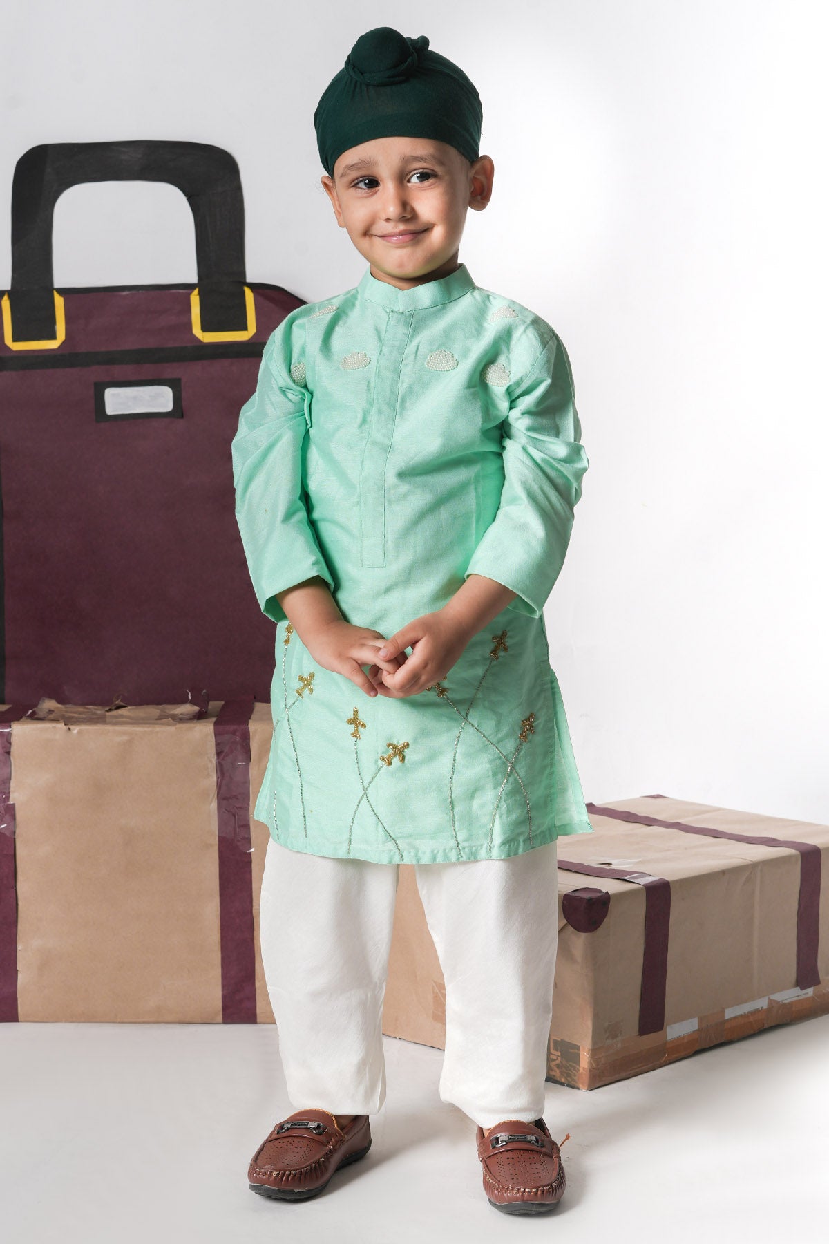 Mint Green Beads Kurta & Pants