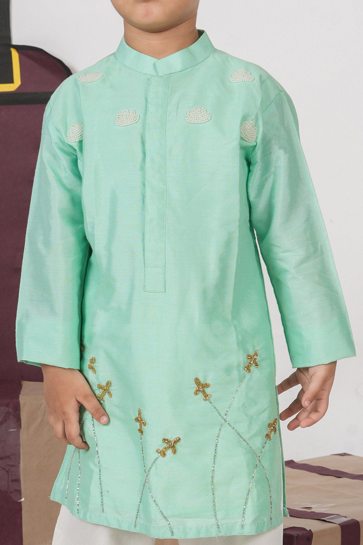 Mint Green Beads Kurta & Pants