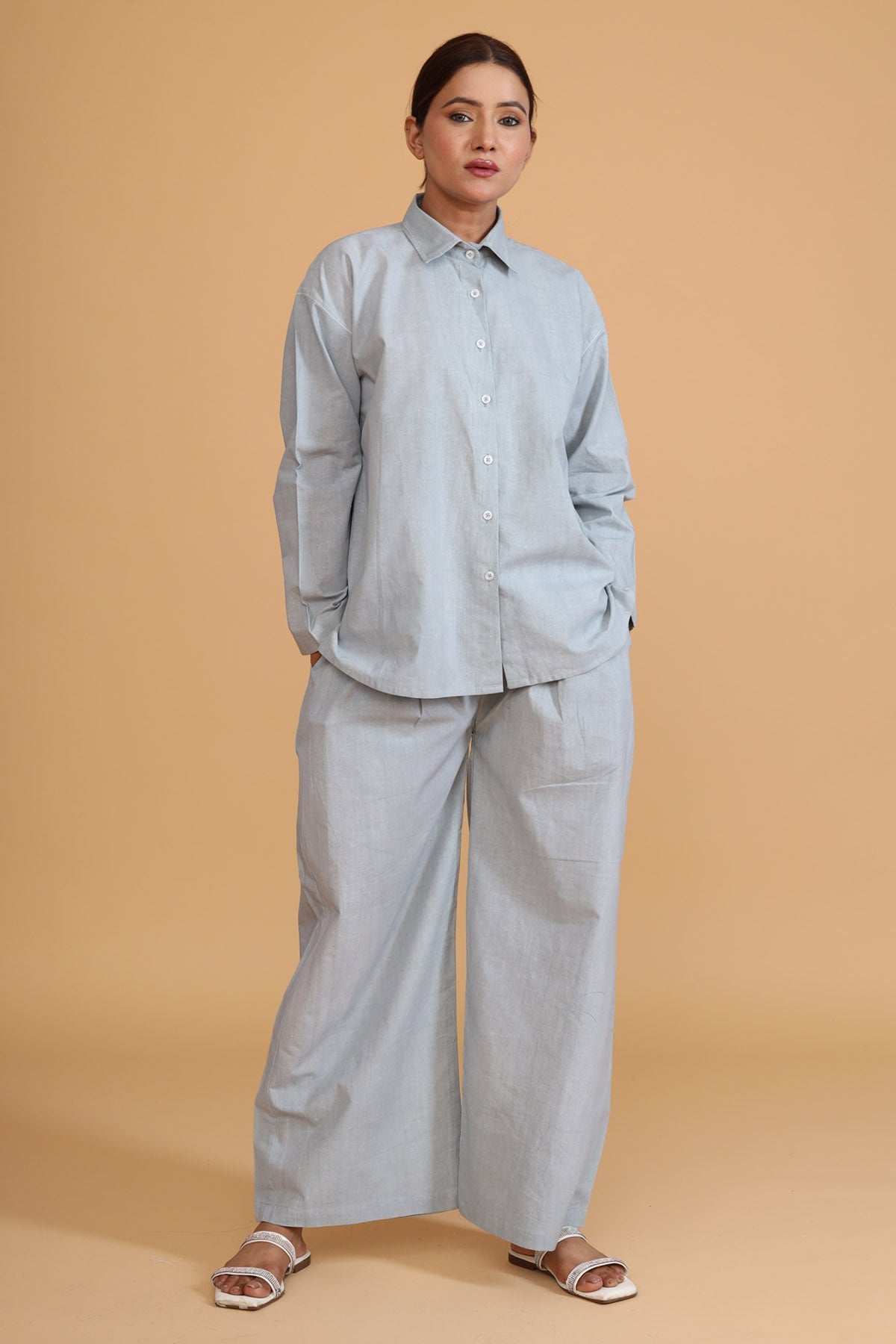 Mint Green Cotton Poplin Shirt: Stylish Comfort Online at ScrollnShops