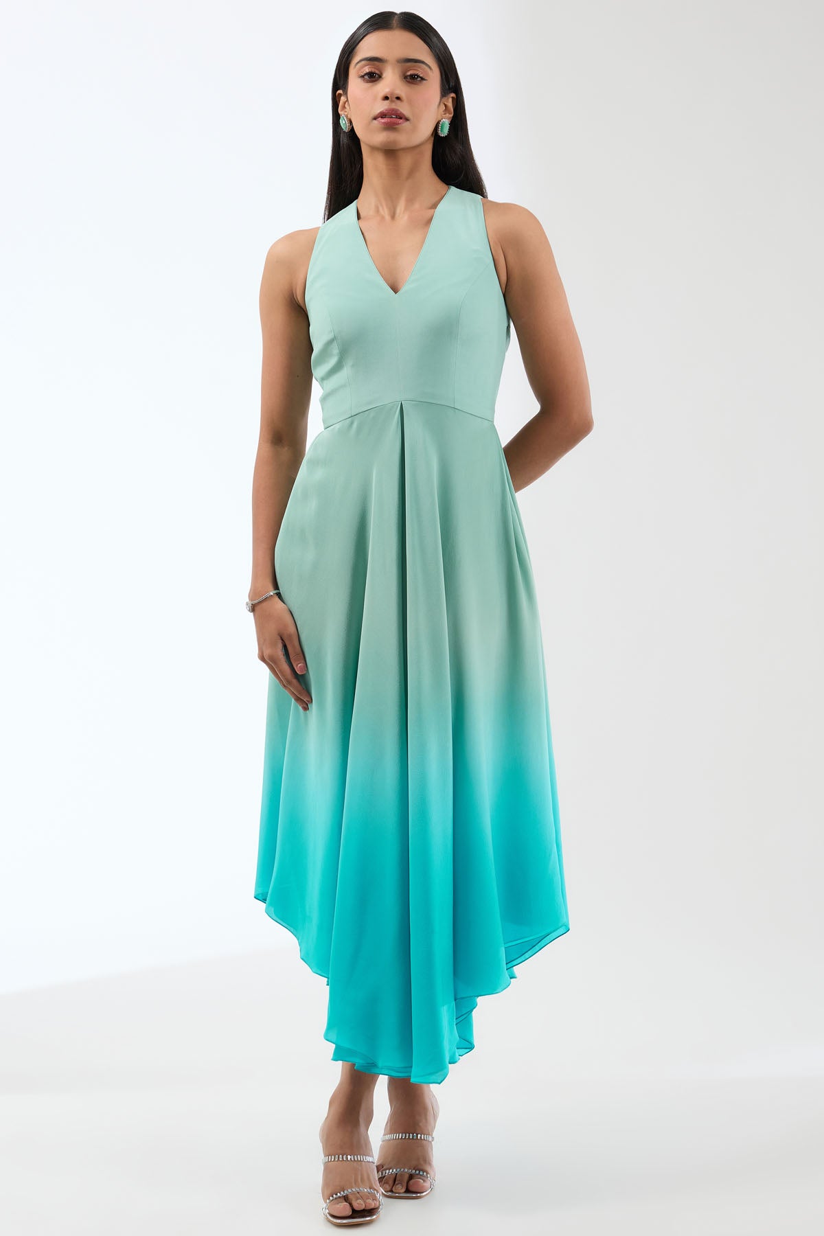 Mint Green Dress & Short Cape