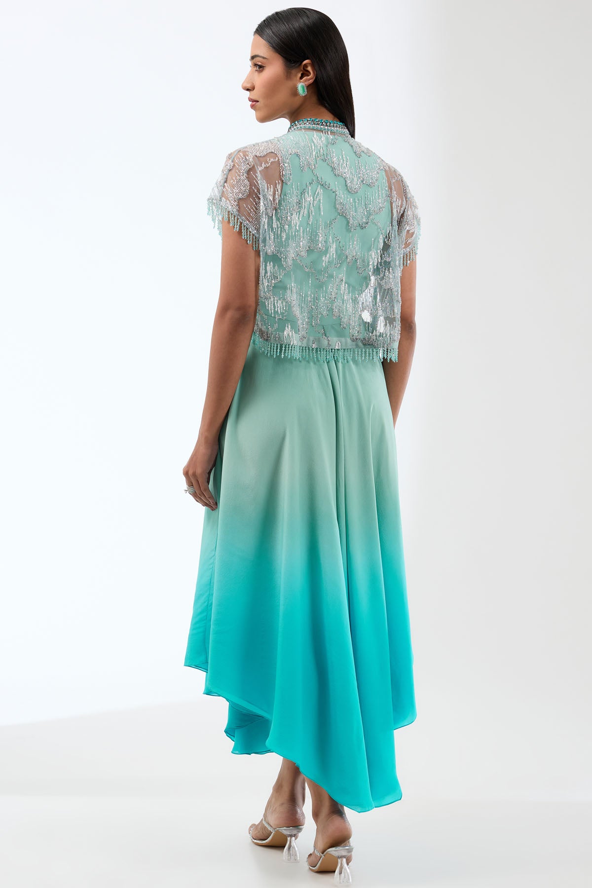 Mint Green Dress & Short Cape