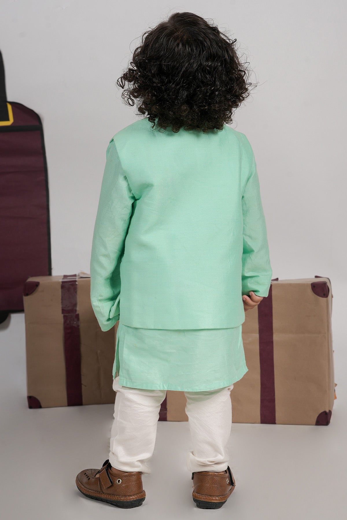 Mint Green Embroidery Bundi Set