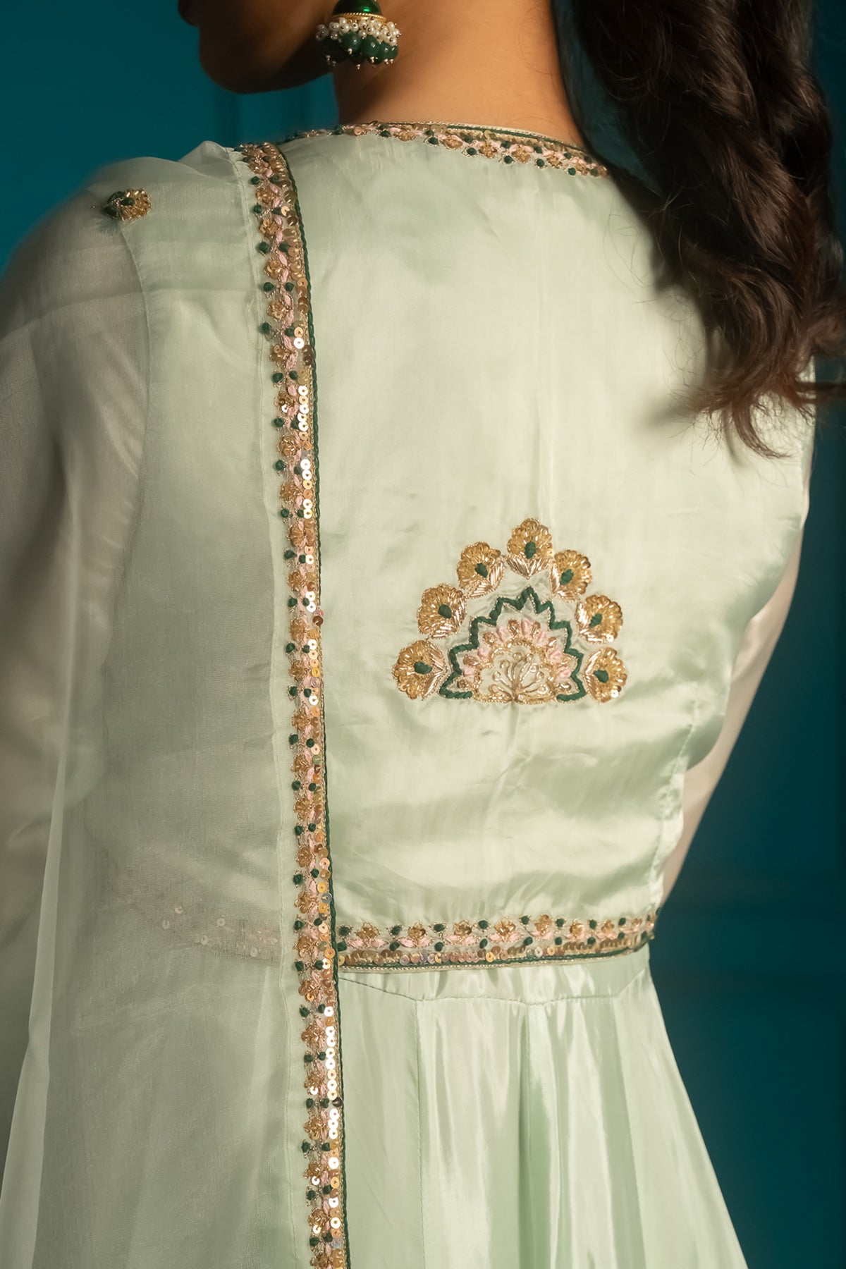 Mint Green Flared Anarkali Set