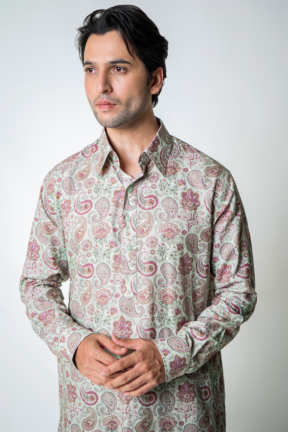 Mint Green Floral Kurta & Pants