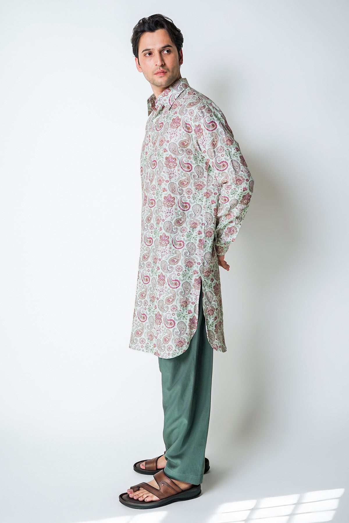 Mint Green Floral Kurta & Pants