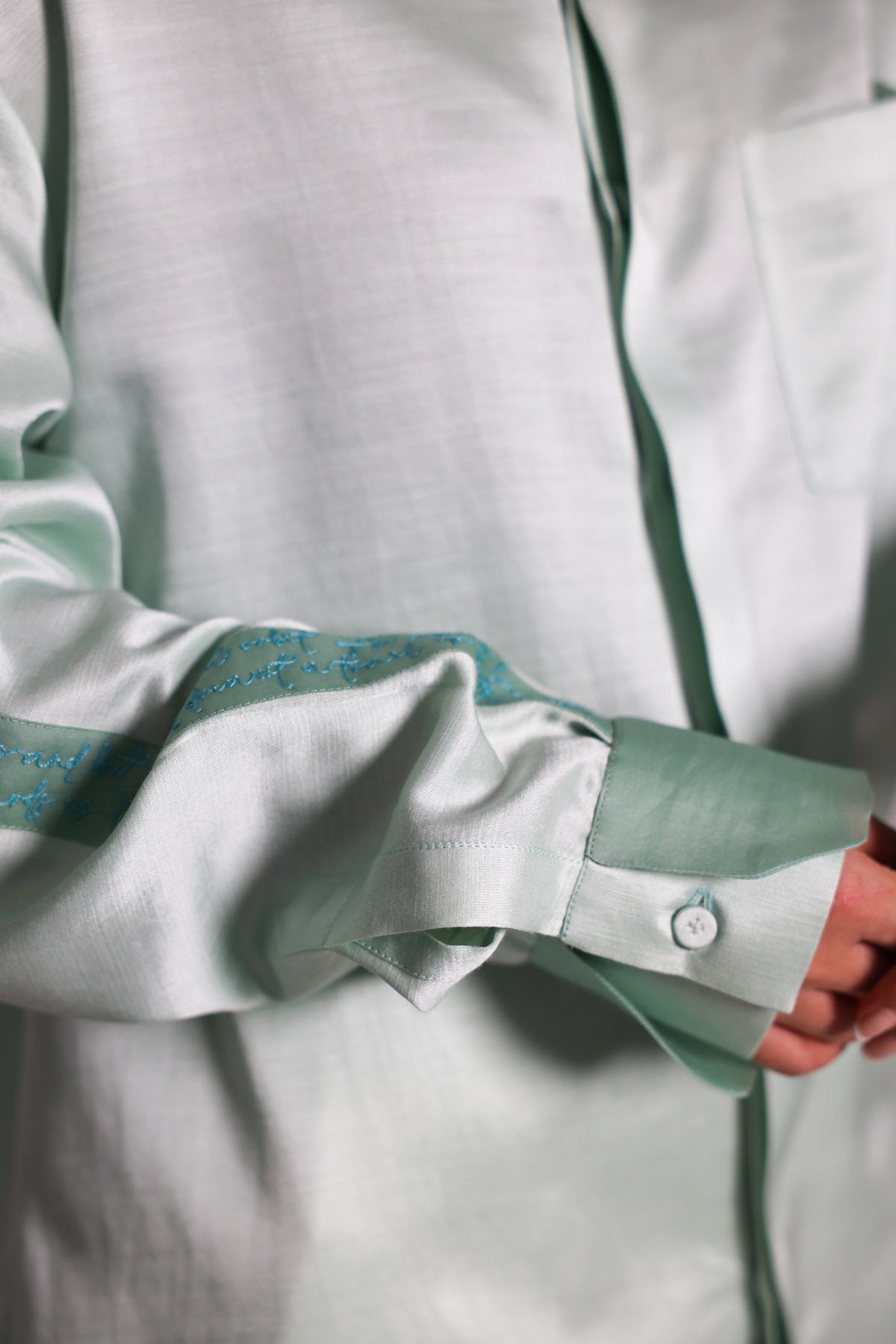 Mint Green Linen Satin Shirt