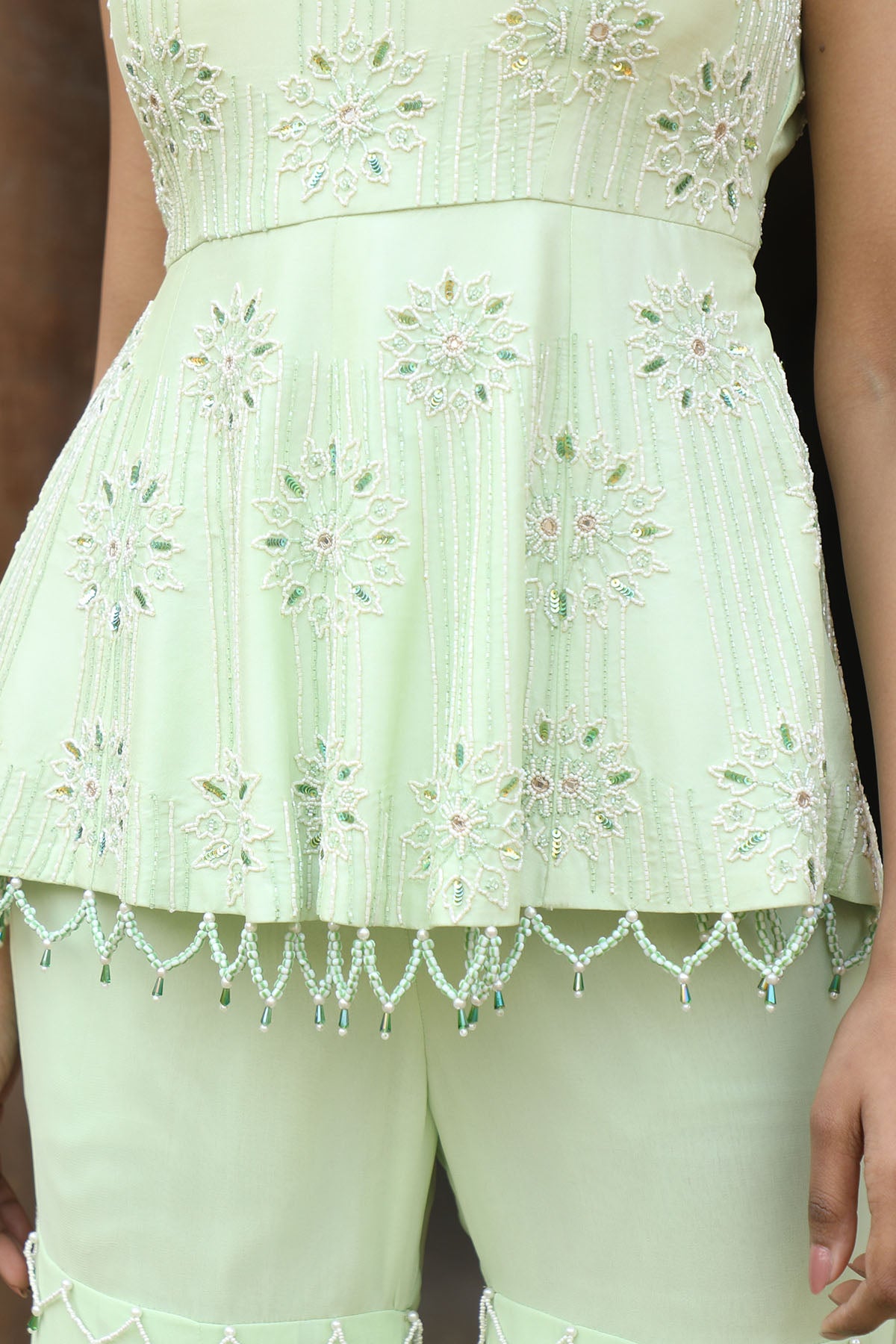 Mint Green Peplum Top & Gharara