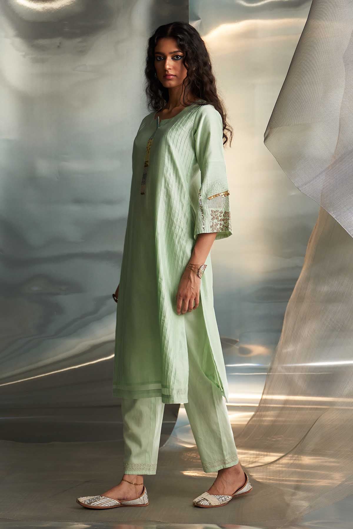 Mint Green Pintuck Kurta Set