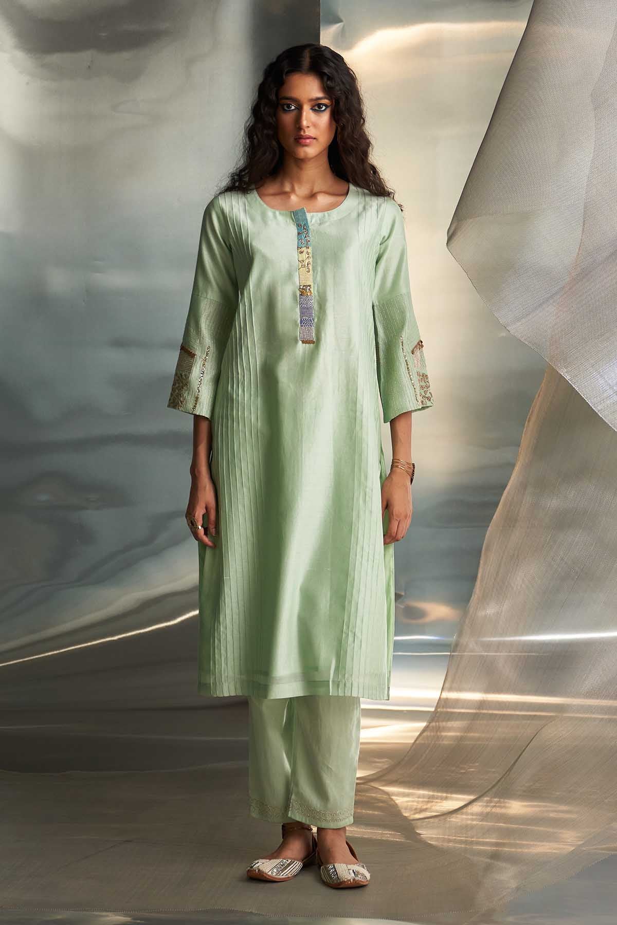 Mint Green Pintuck Kurta Set