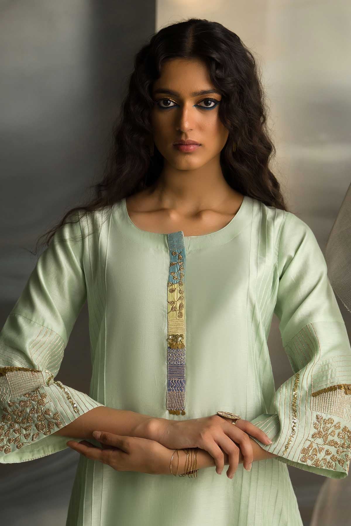 Mint Green Pintuck Kurta Set