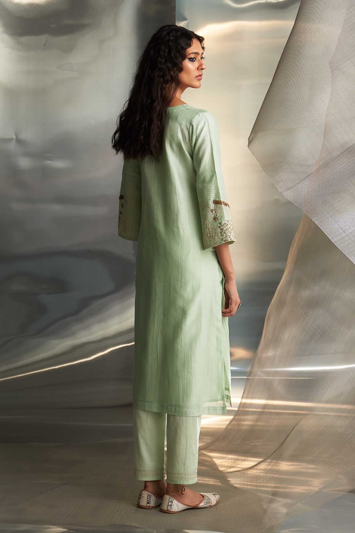 Mint Green Pintuck Kurta Set