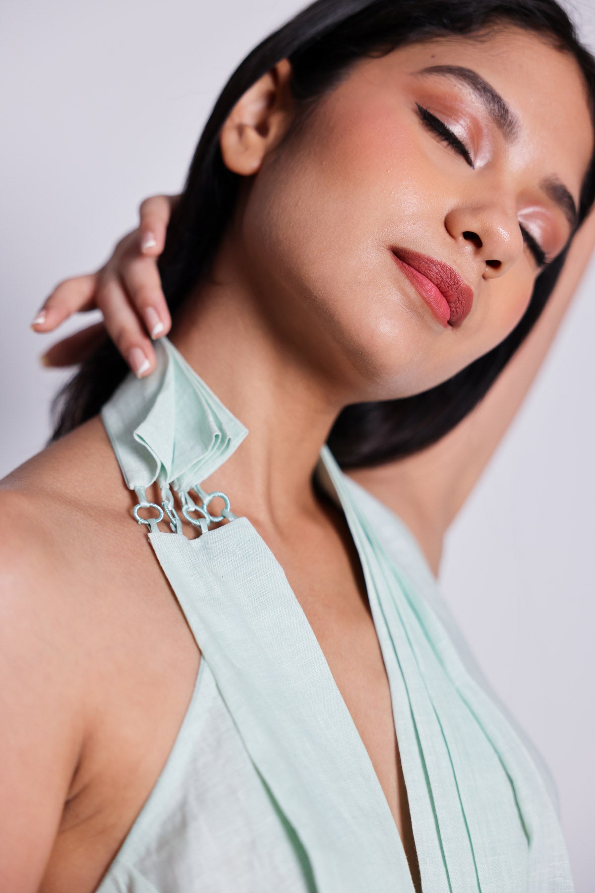 Mint Green Pleated Drape Top