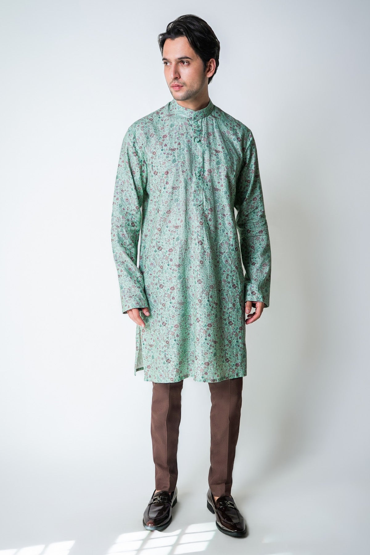 Buy Mint Green Printed Kurta Set for men by House of Sheriff online available at scrollnshops