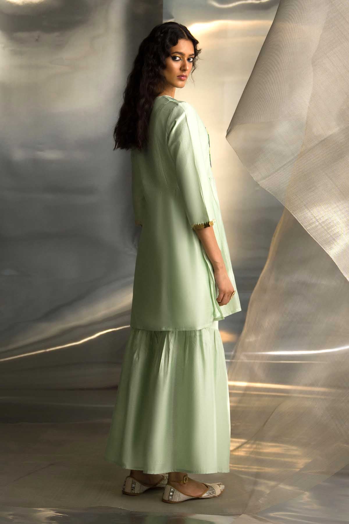 Mint Green Short Flare Kurta Set