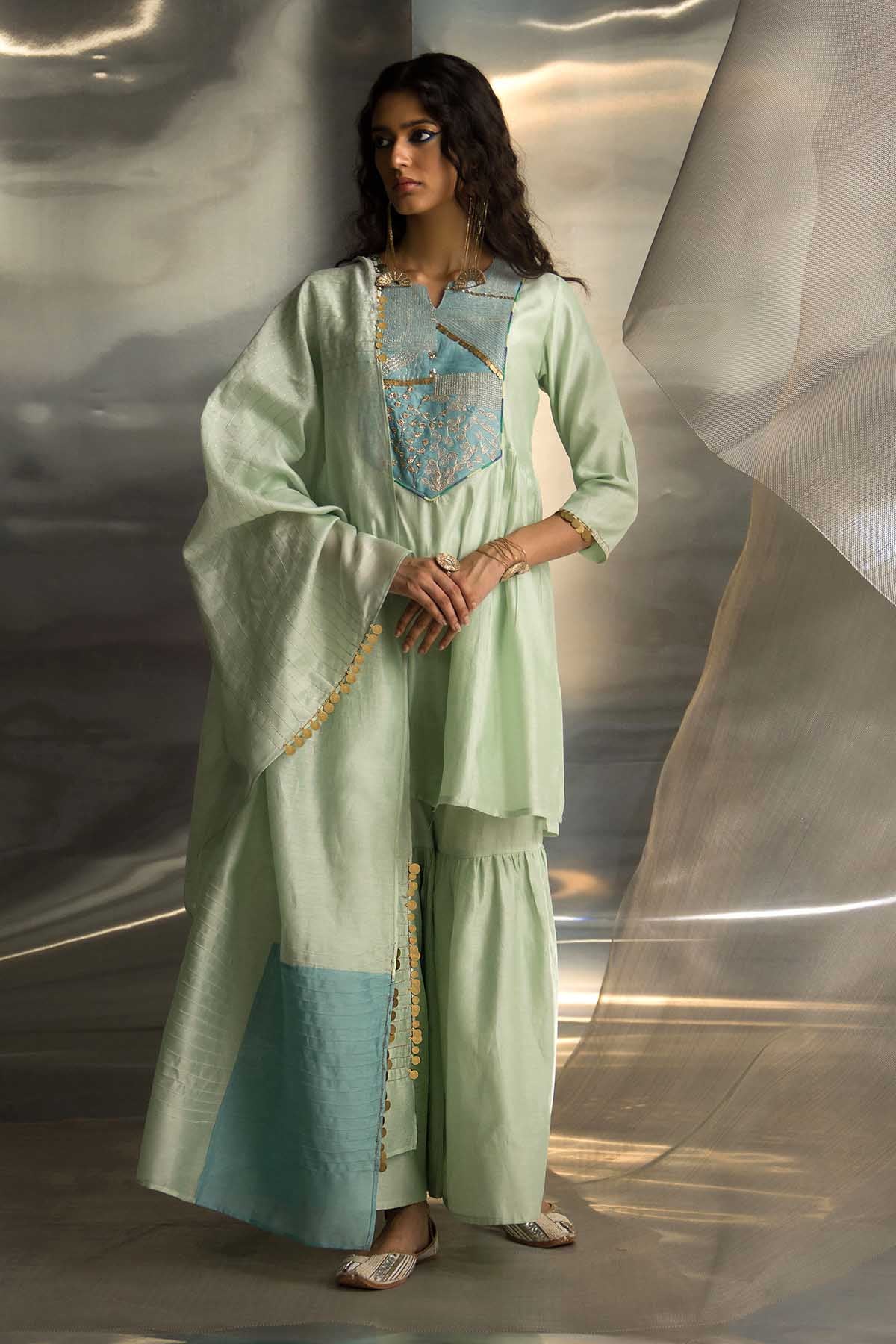 Buy Mint Green Short Flare Kurta Set Online