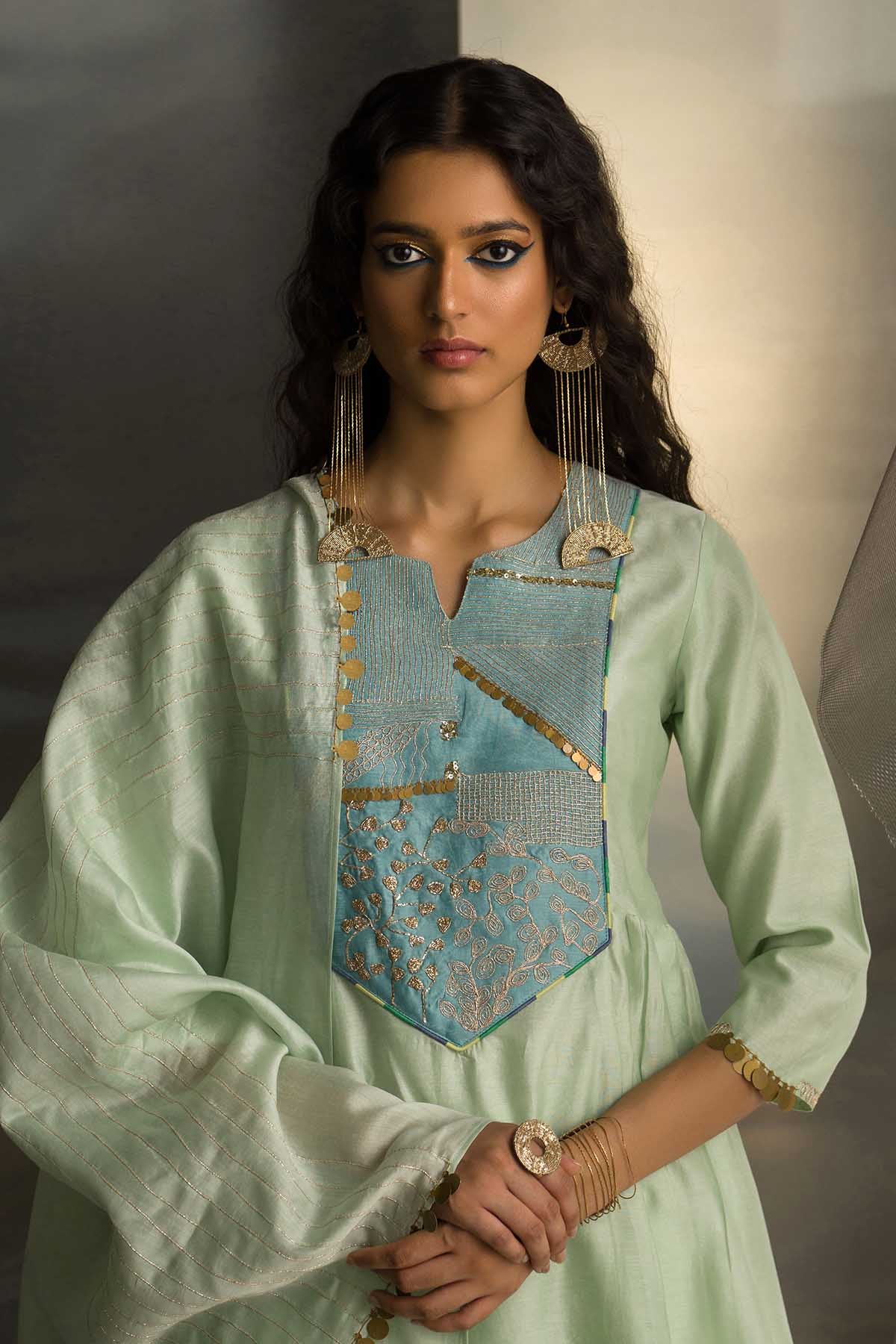 Mint Green Short Flare Kurta Set
