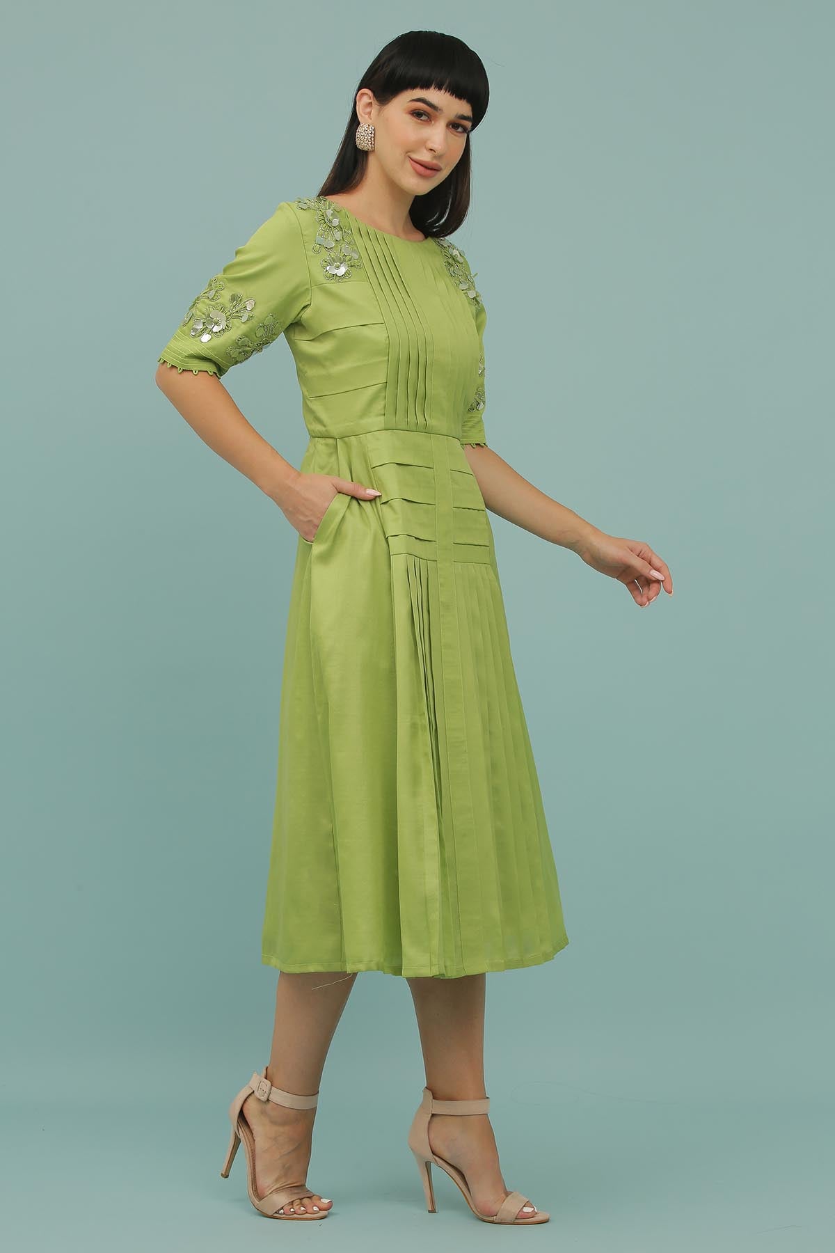 Mint Green Silk Blend Dress