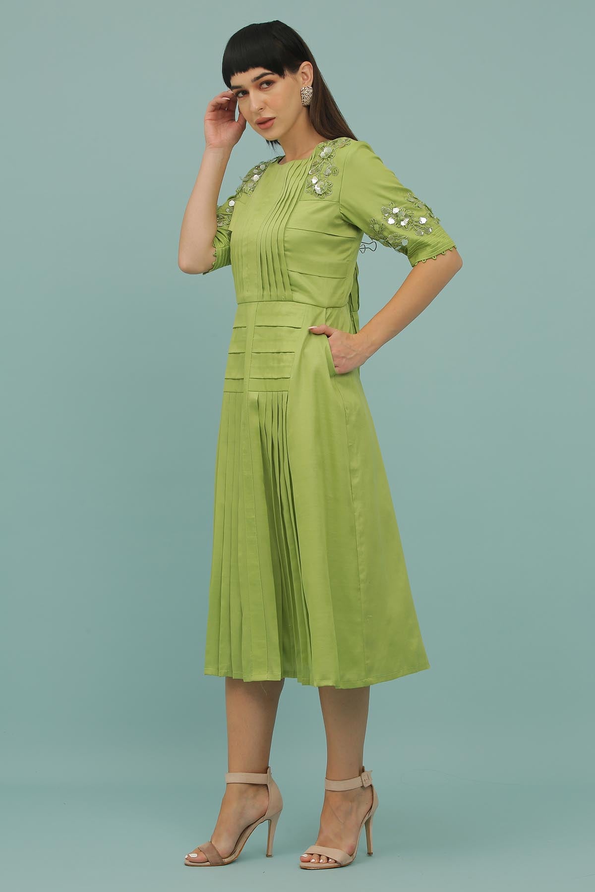 Mint Green Silk Blend Dress