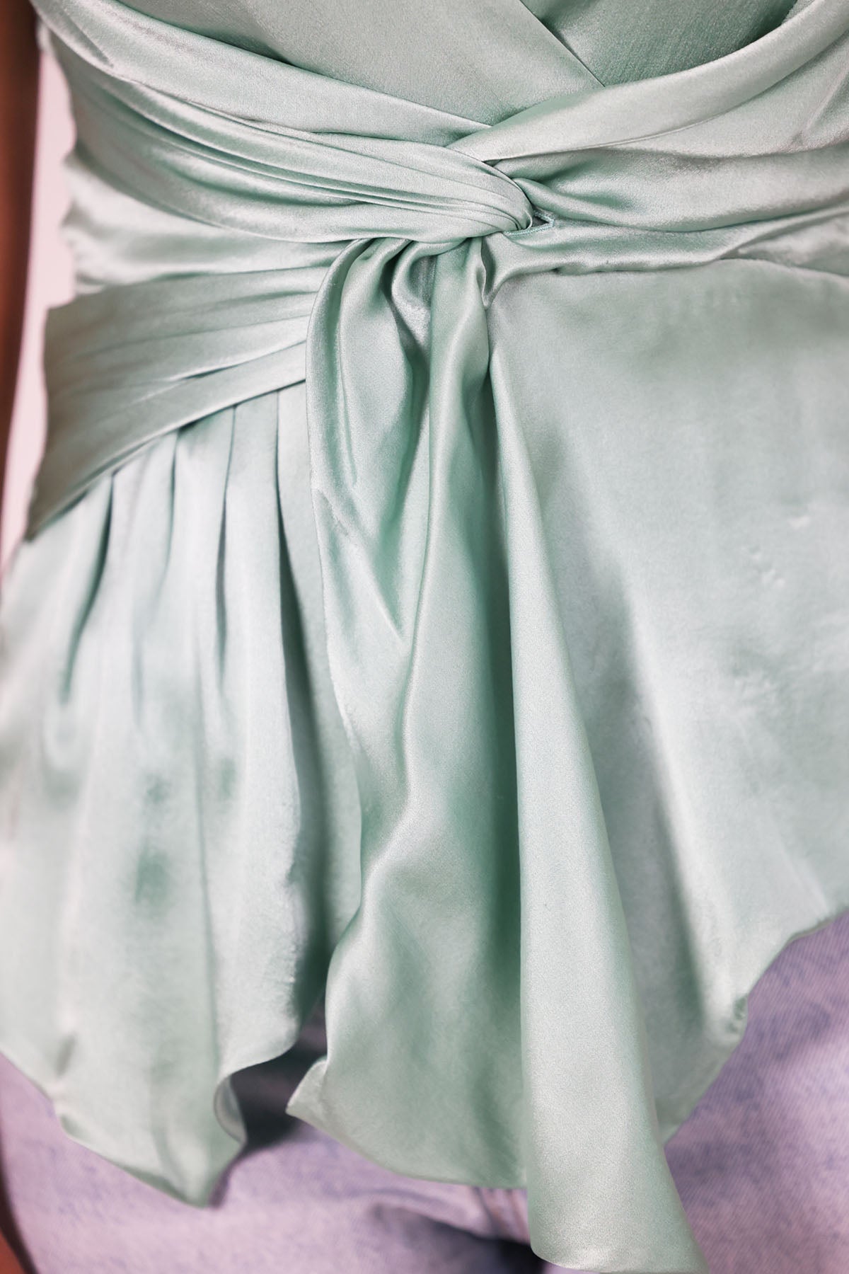 Mint Green Wrap Sleeveless Top