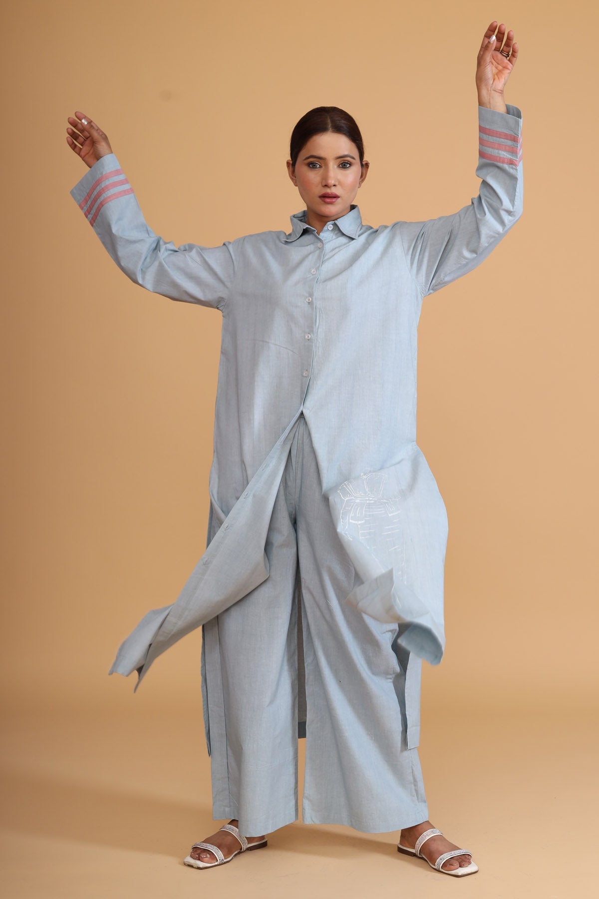 Mint Hand Painted Shirt Tunic - Artistic Elegance at ScrollnShops