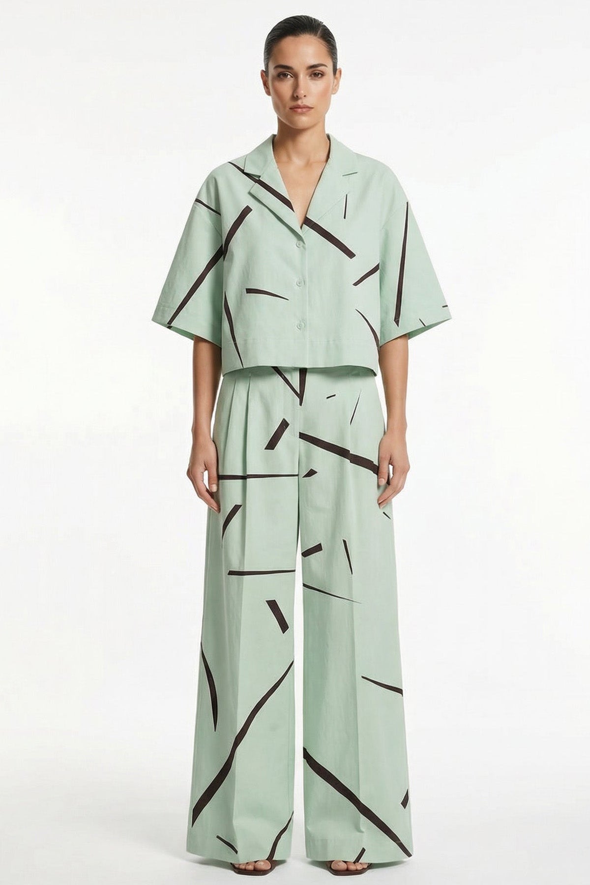 Buy Mint Linen Blend Wide Leg Pant for women by Tezhhomayaa online available at scrollnshops