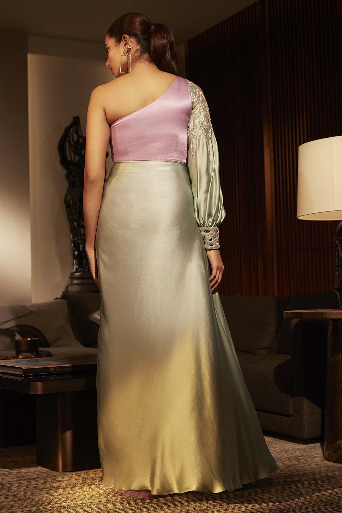 Mint One Shoulder Drape Jumpsuit