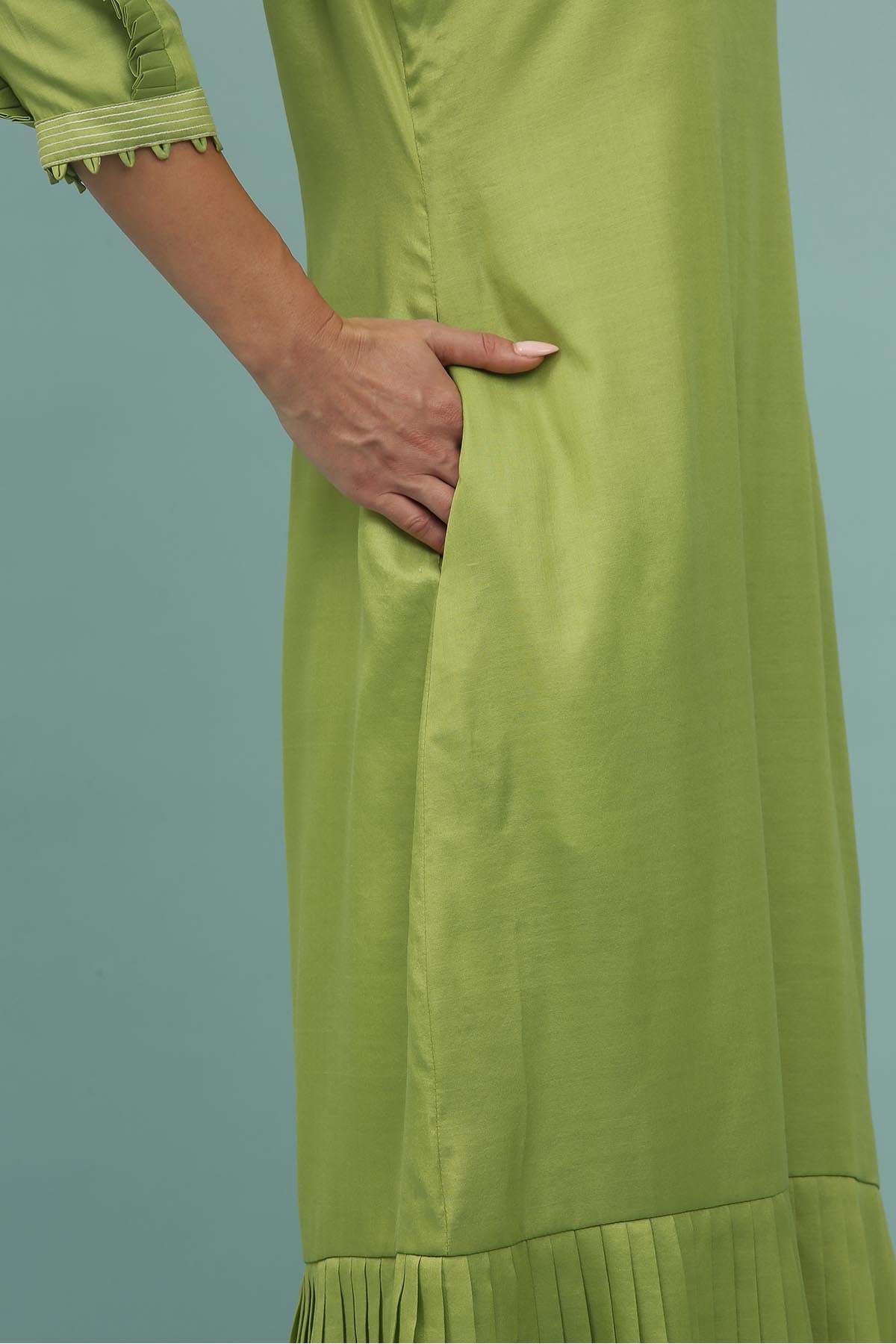 Mint Patchwork A-Line Midi Dress