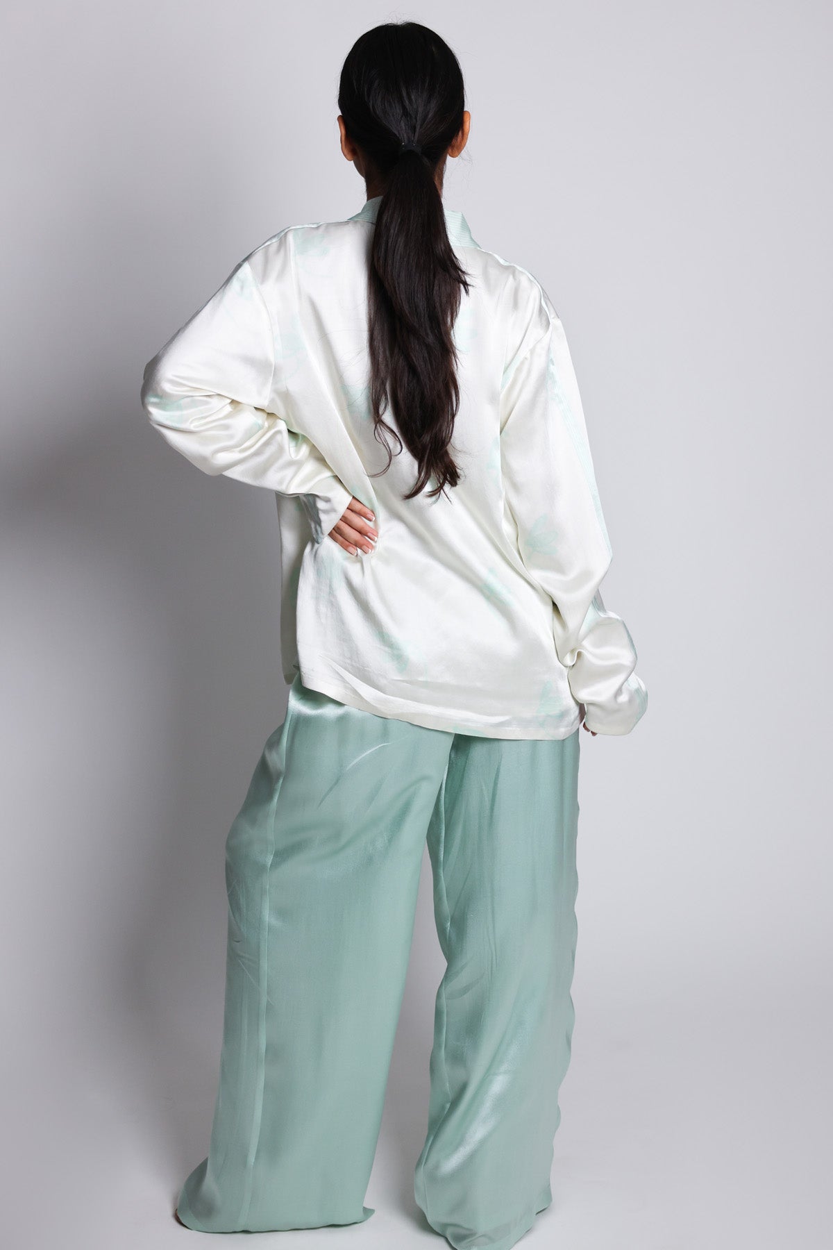 Mint Printed Blazer & Palazzo