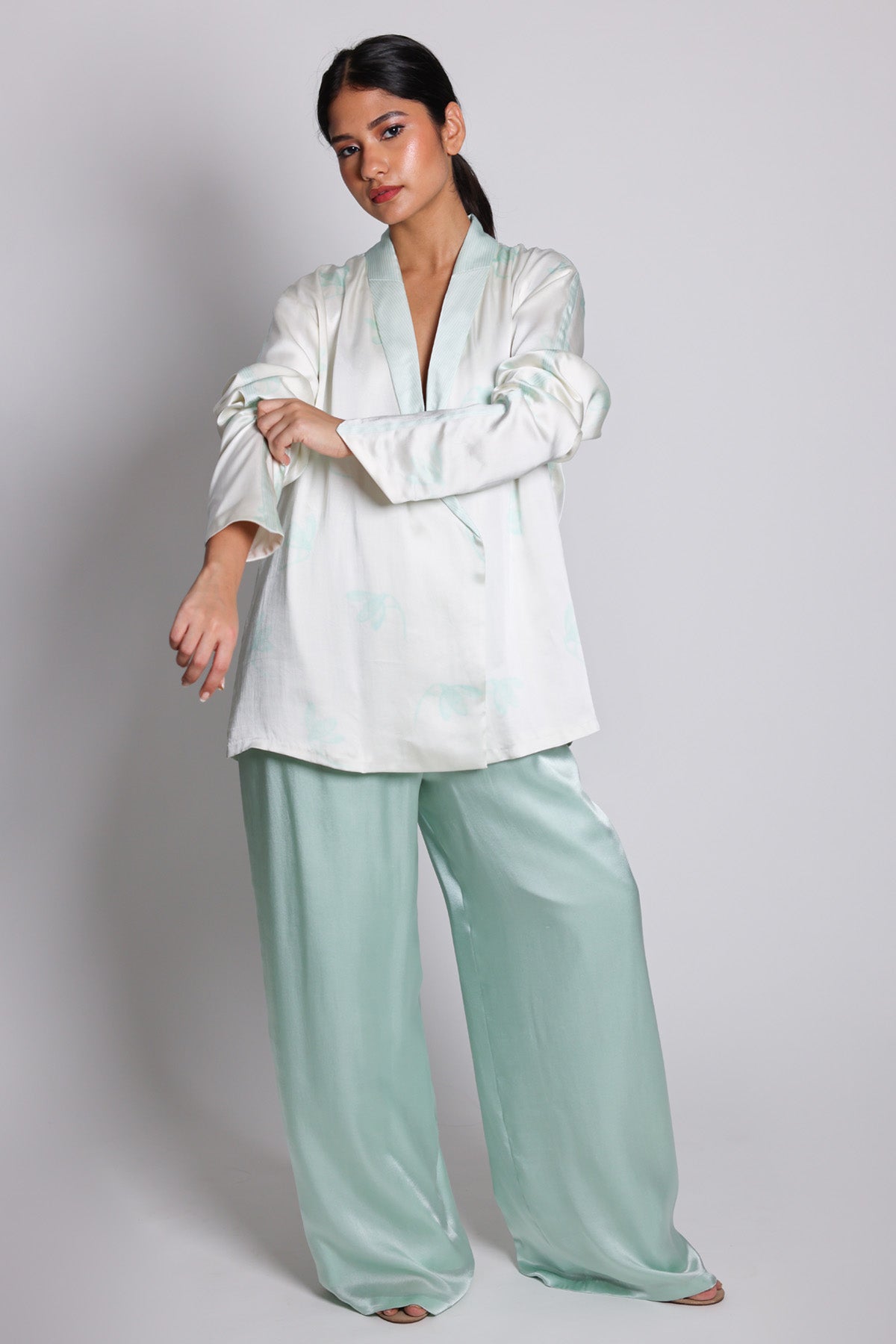 Buy Arya Giri Mint Printed Blazer & Palazzo