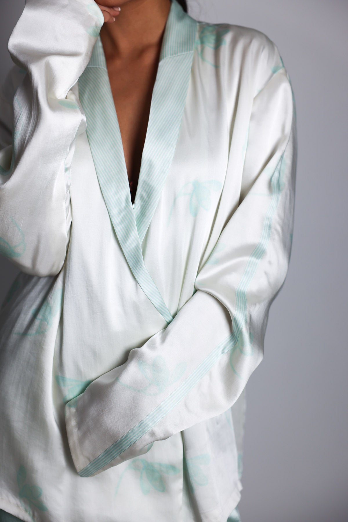 Mint Printed Blazer & Palazzo