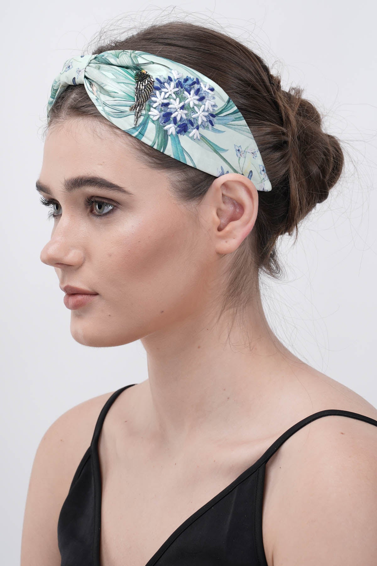 Mint Satin Bird Design Headband