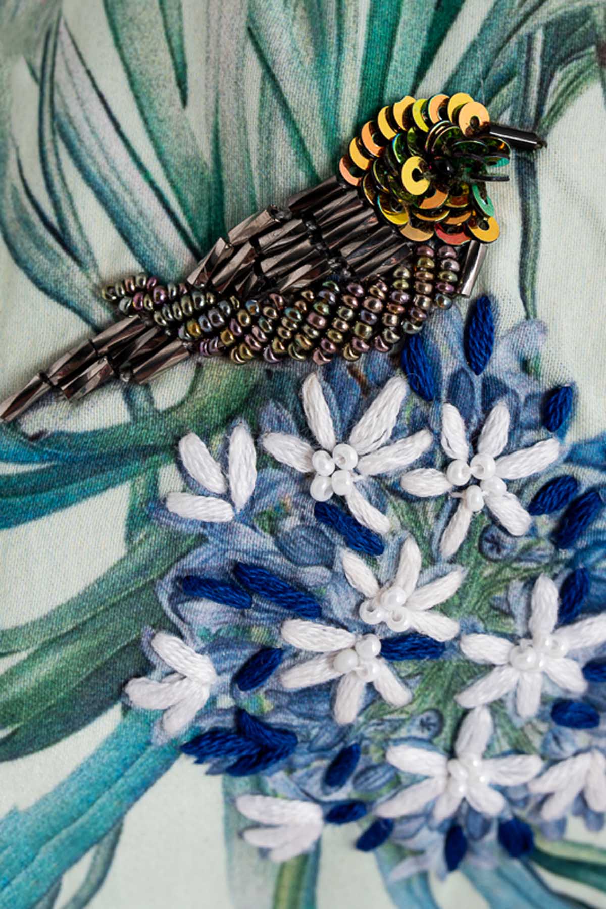 Mint Satin Bird Design Headband